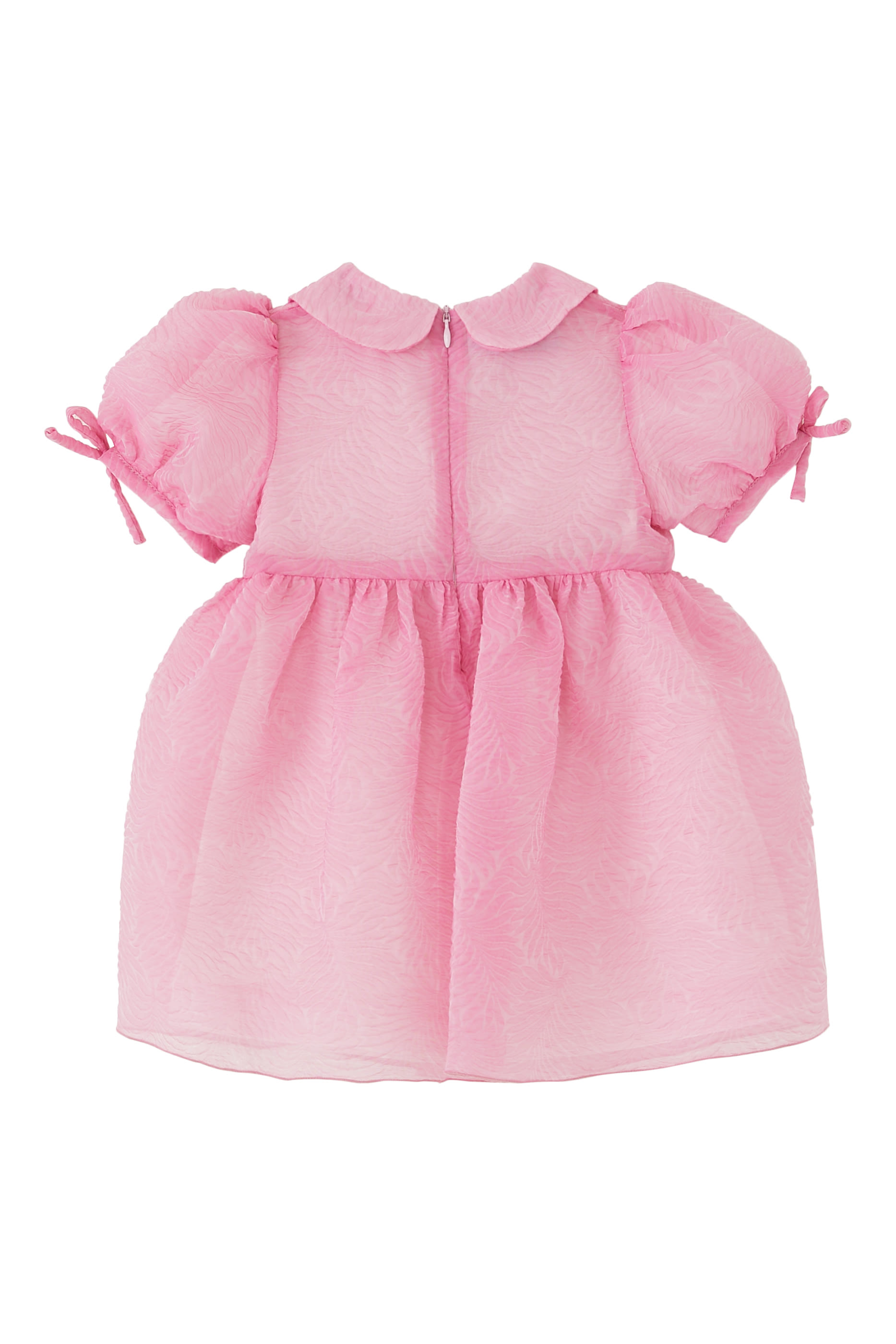 Kids Puff-Sleeve Textured Organza Dress