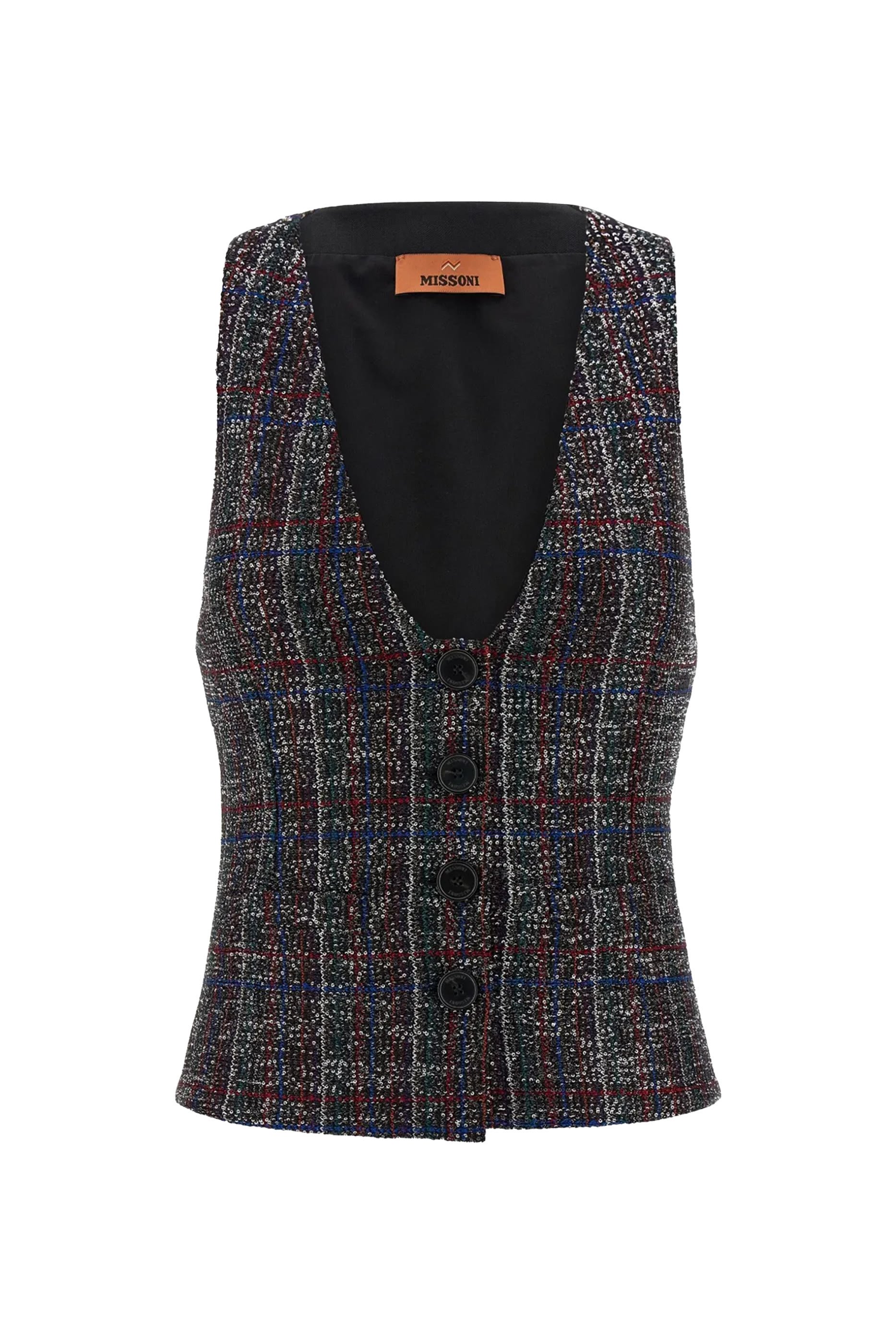 Checked Sequined Vest