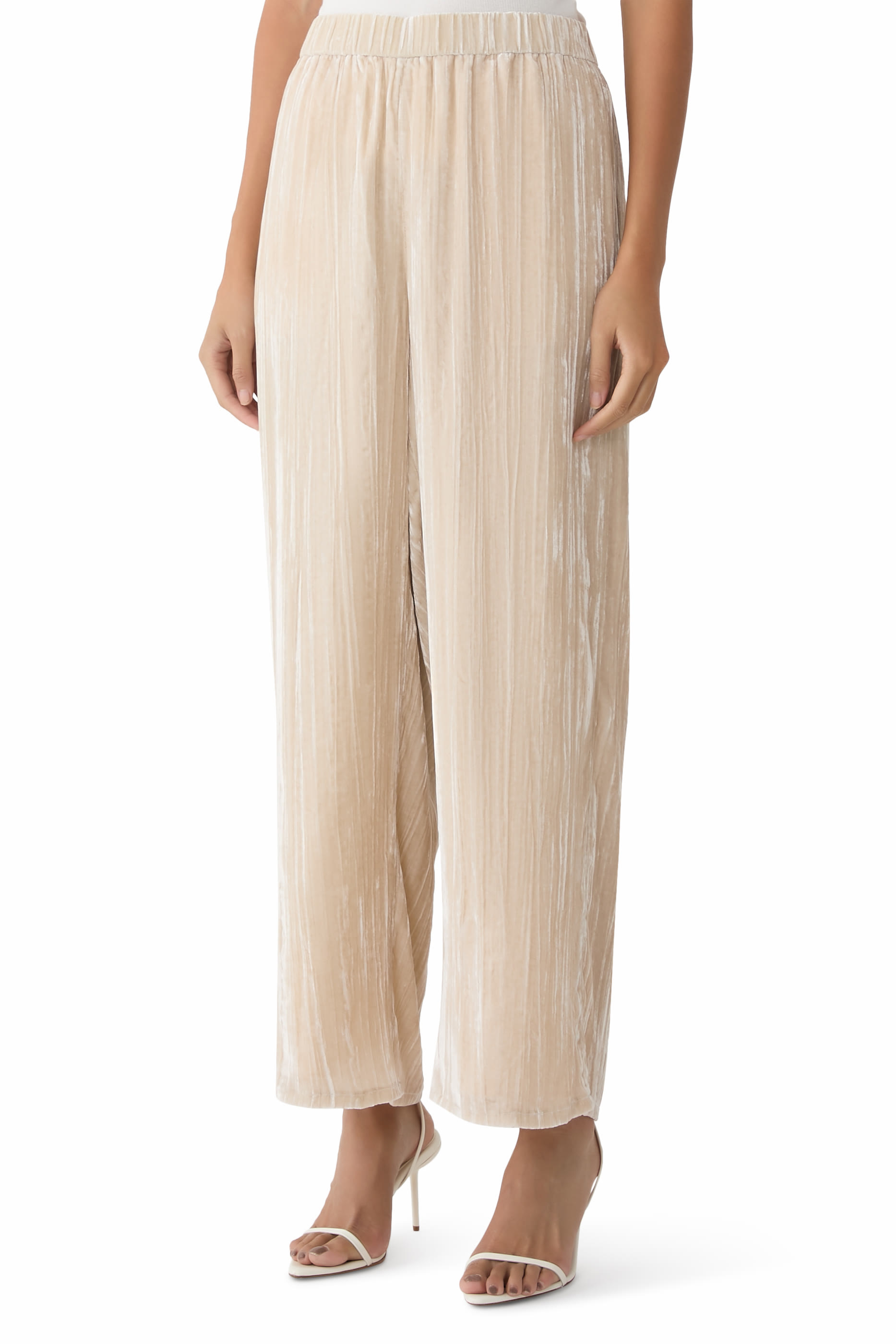  Crushed Velvet Wide-Leg Pants