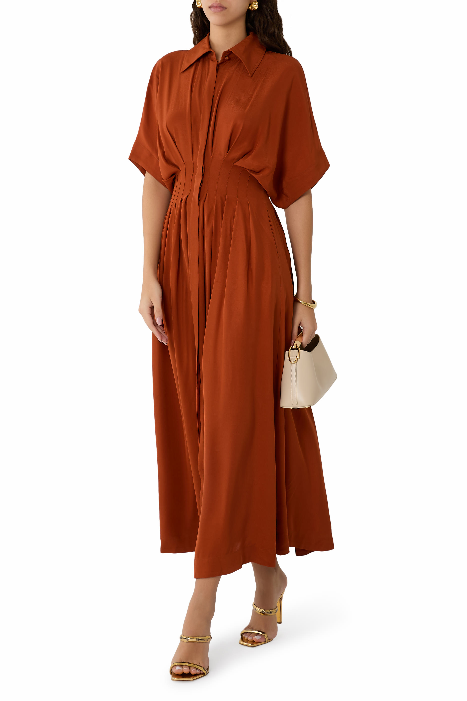 Courage Pleated Waist Midi Dress