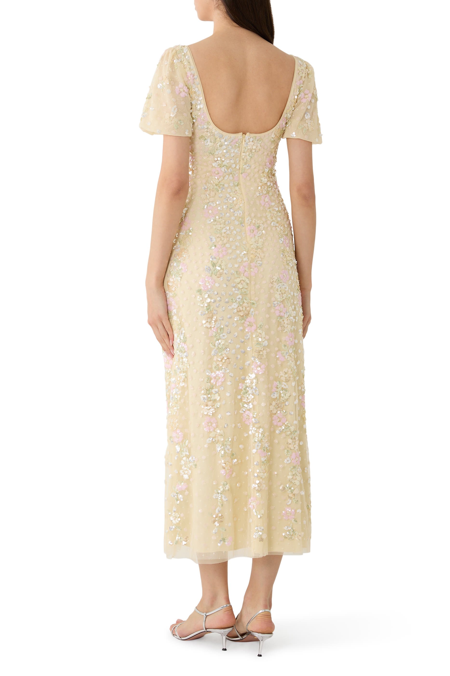 Confetti Puff Sleeve Ankle Gown