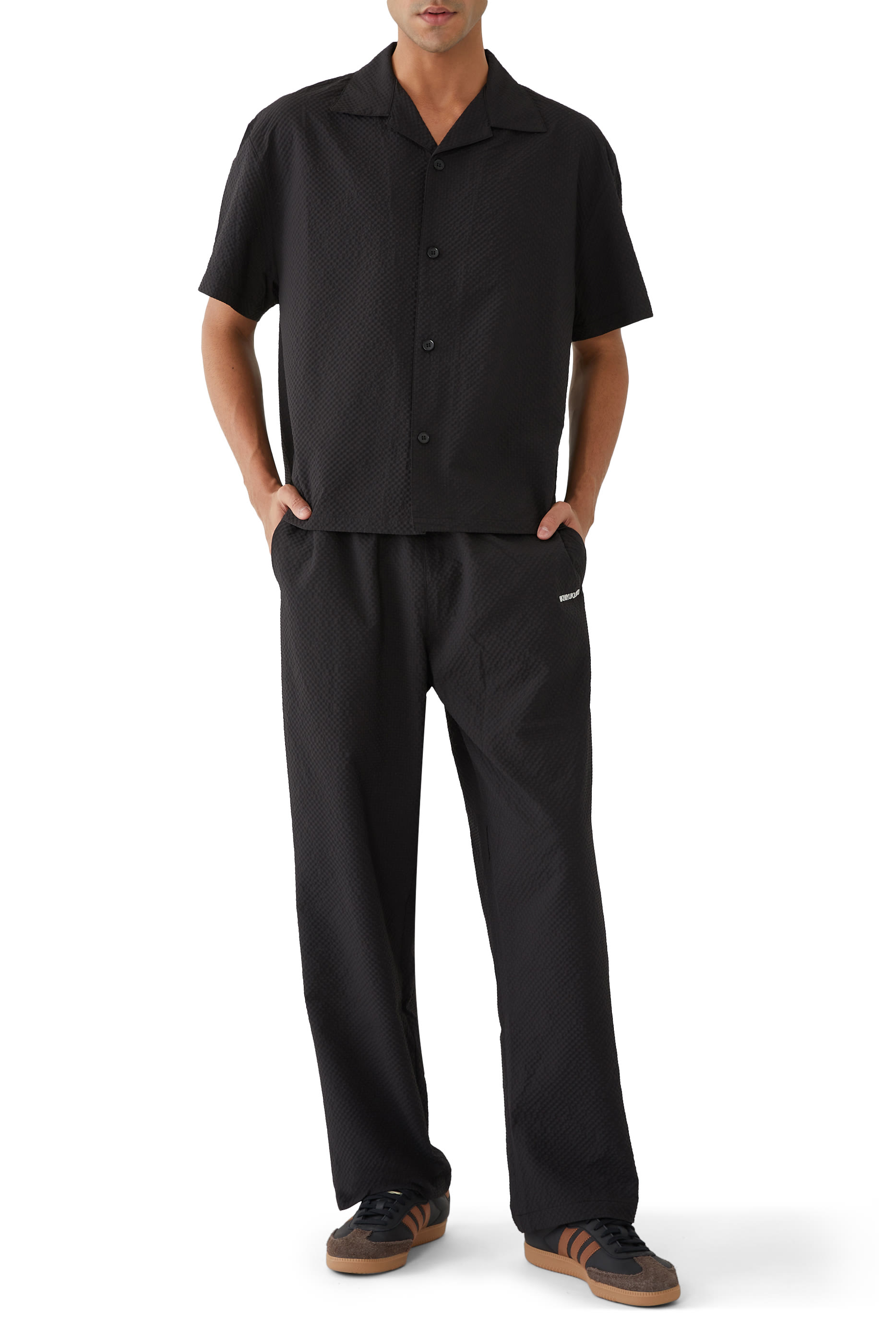 Seersucker Drawstring Trousers