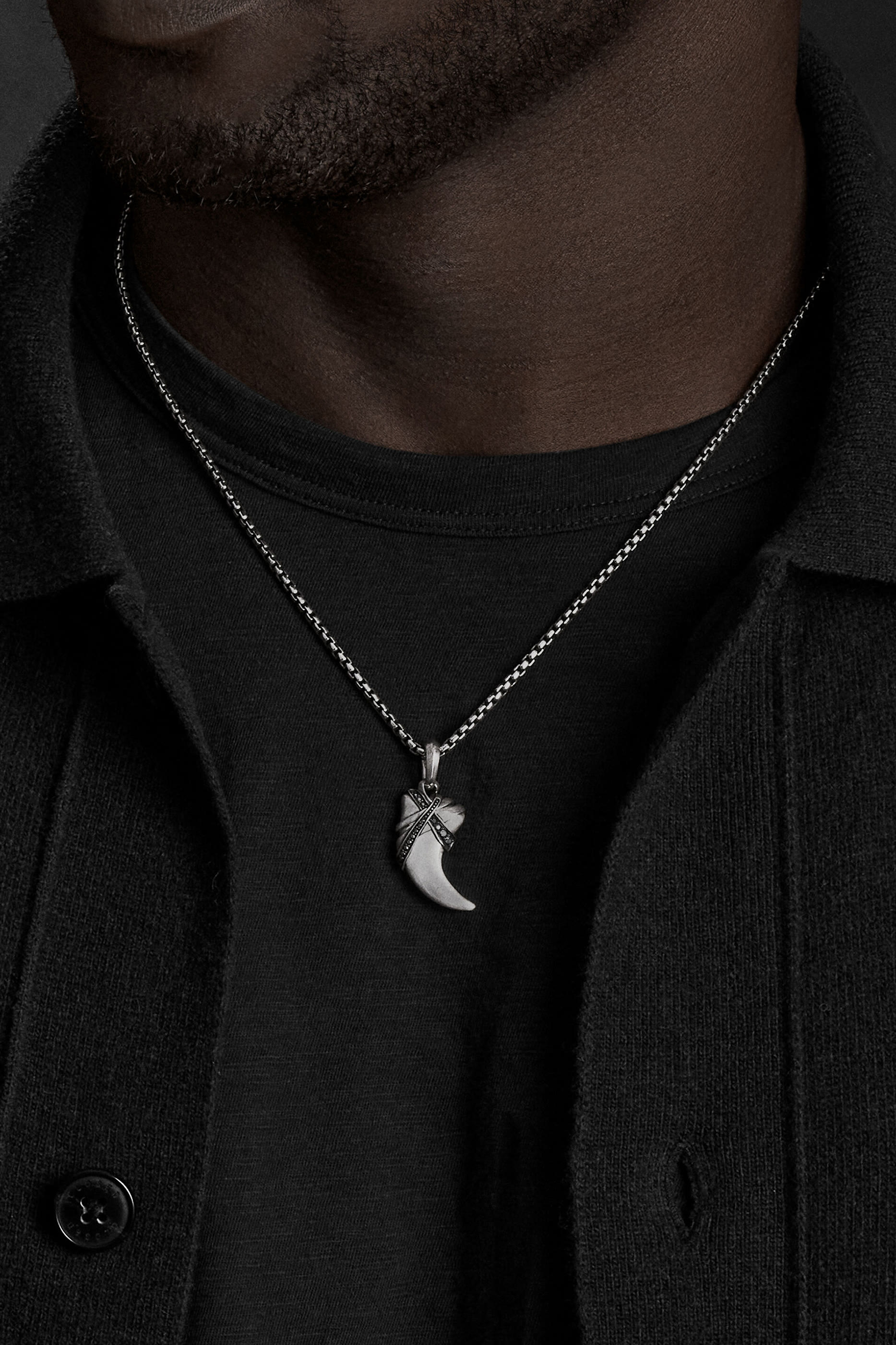 Cairo Wrap Claw Amulet, Sterling Silver & Black Diamond