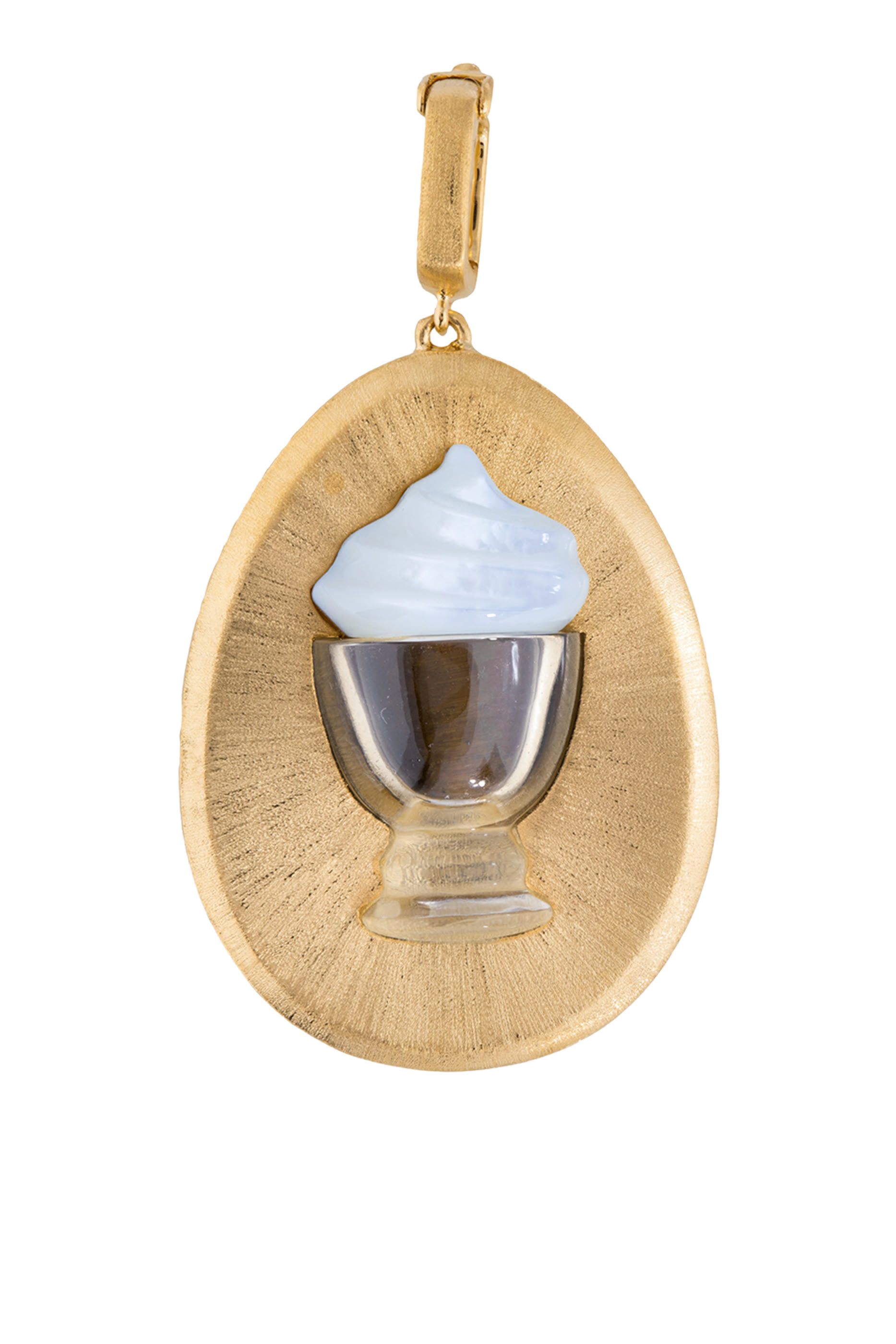  Chocolate Chaud Charm, 18K Yellow Gold & Mother of Pearl
