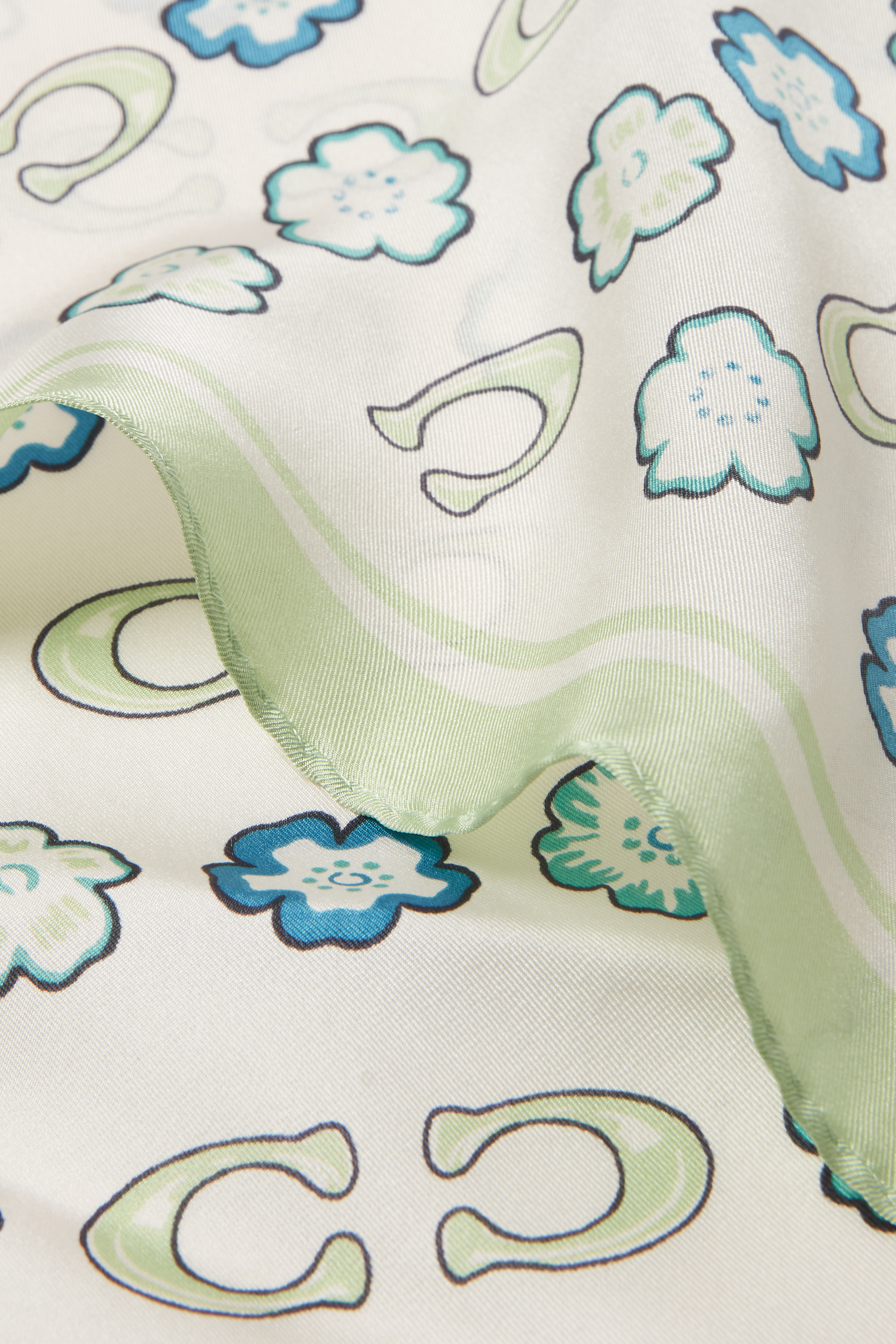 Tea Rose Print Silk Diamond Scarf