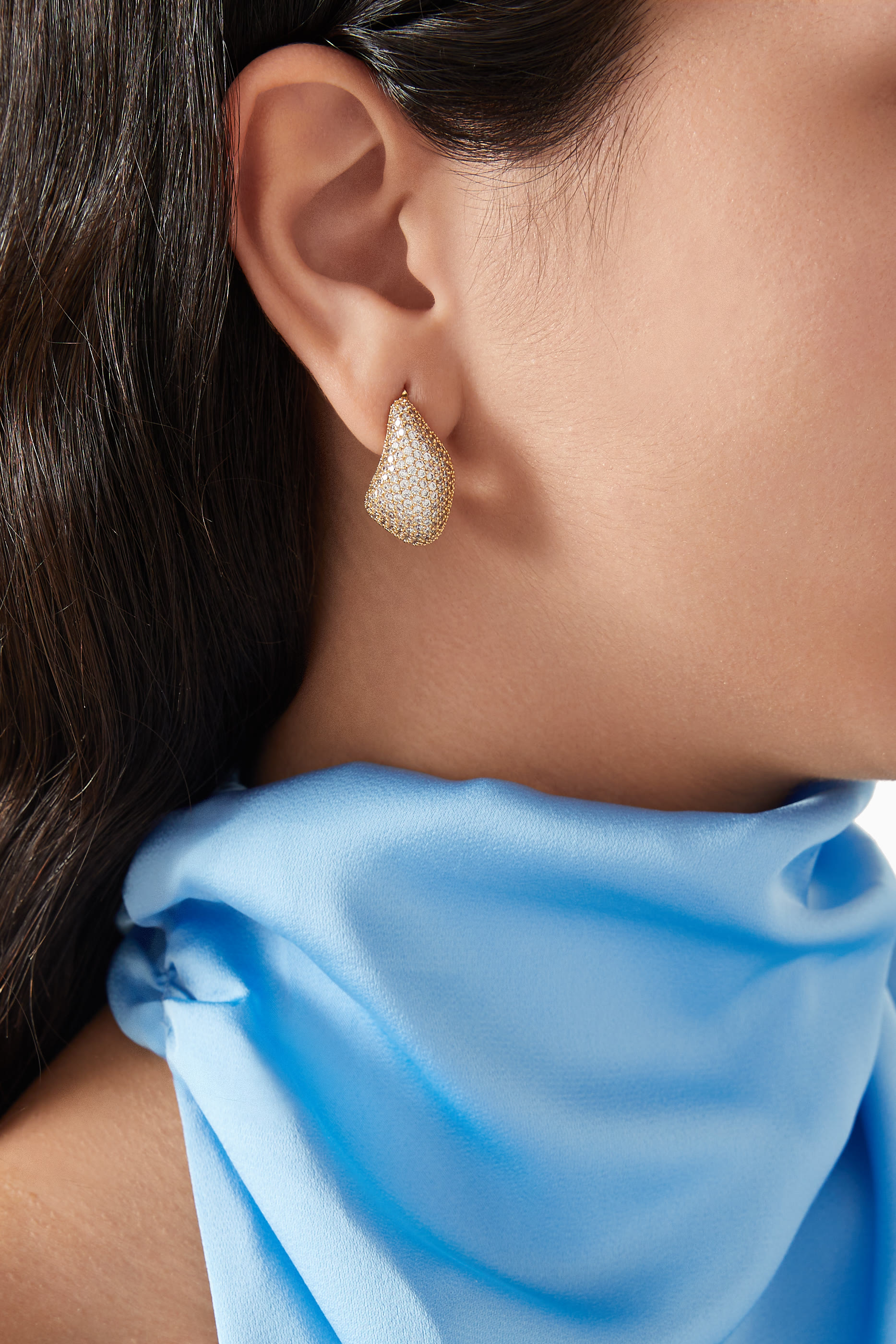 Odyssey Pav&eacute; Earrings, 14k Gold-Plated Brass, Crystals