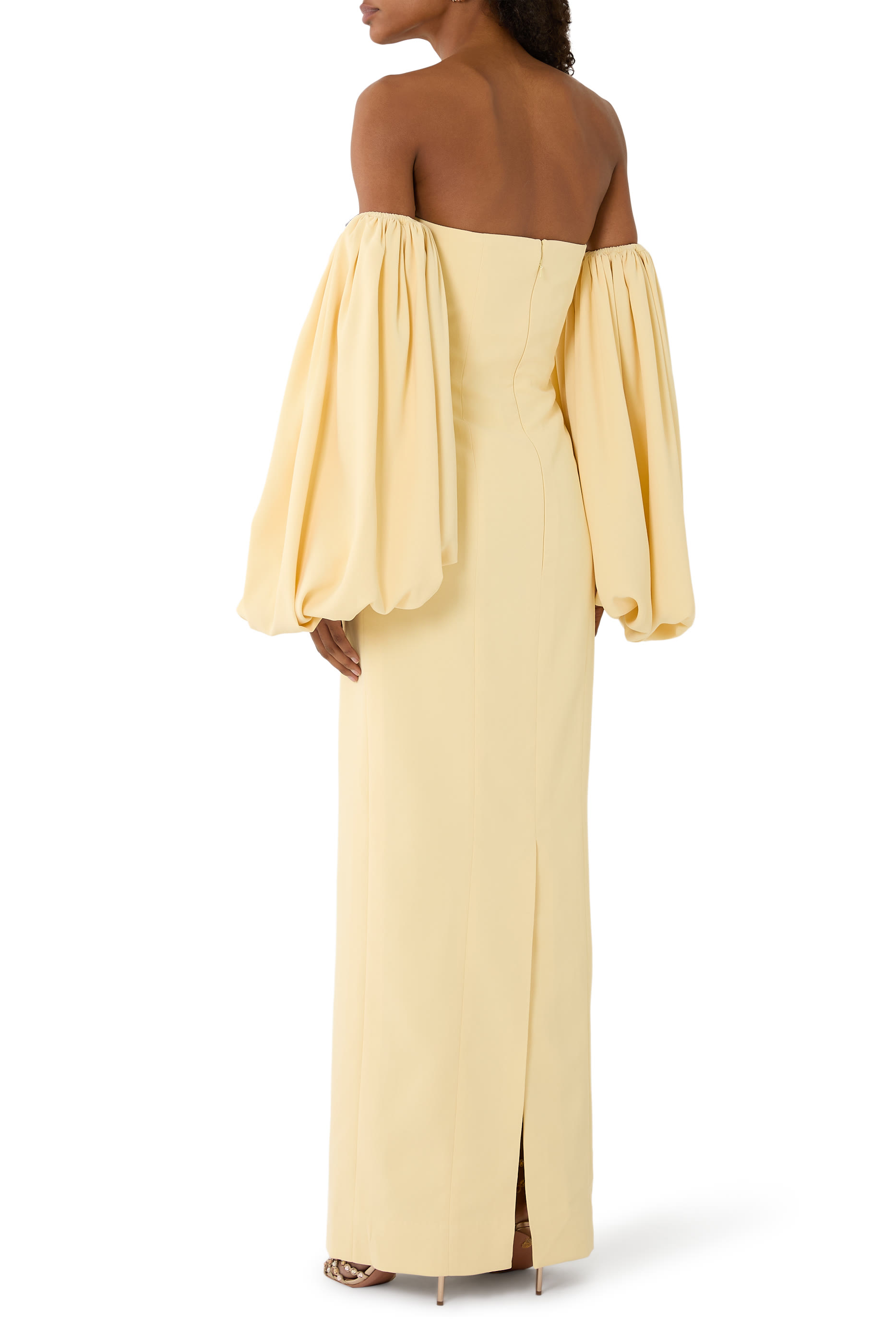 Off-Shoulder Crepe Skinny Gown