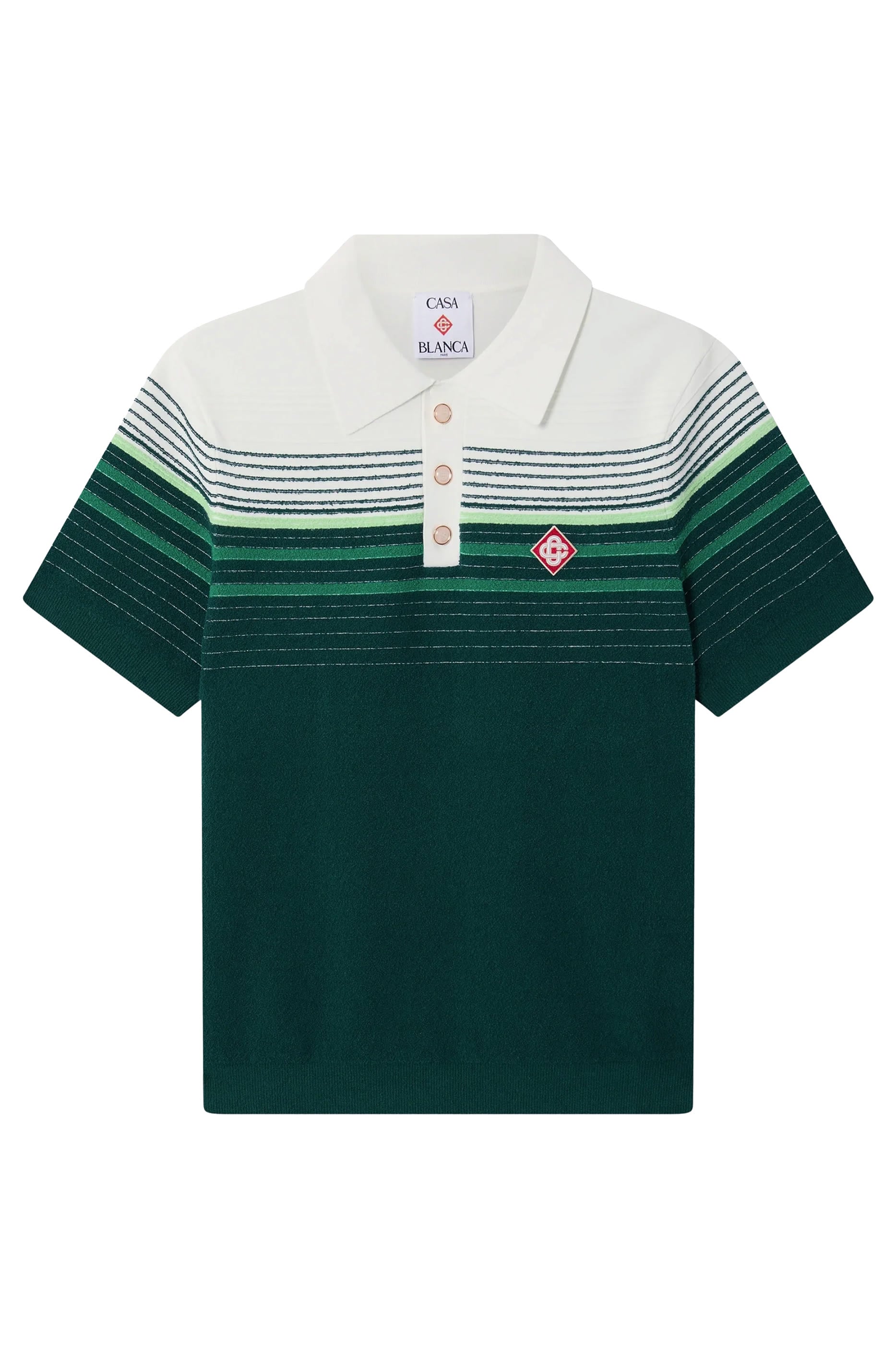 Boucl&eacute; Stripe Short Sleeve Polo Shirt