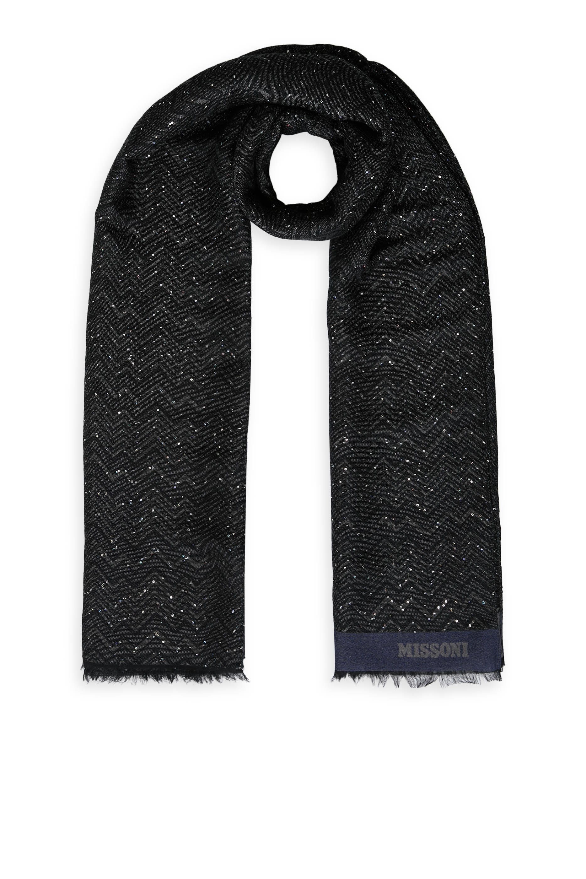 Zig Zag Sequinned Scarf 