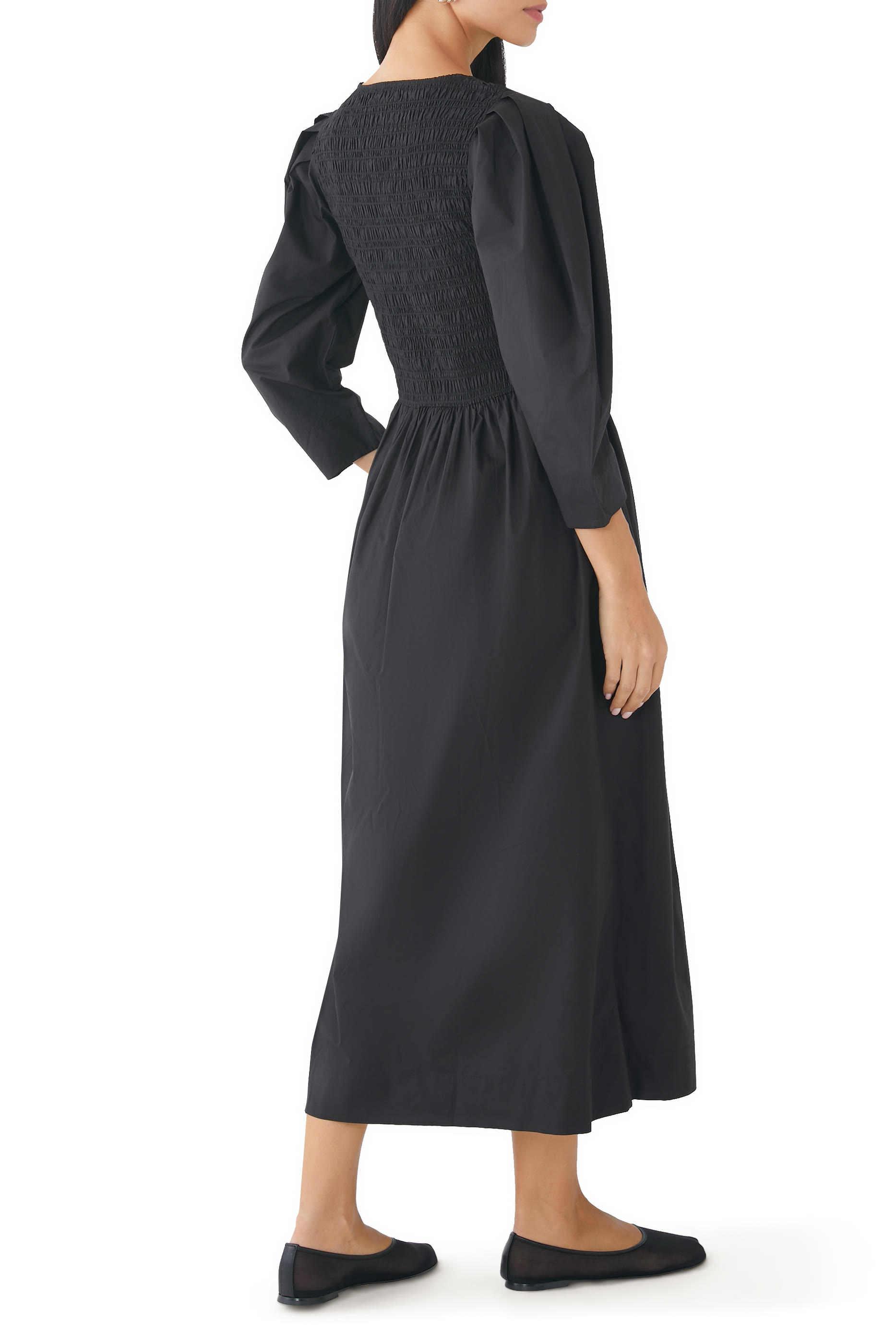 Open Smock Neck Cotton Dress