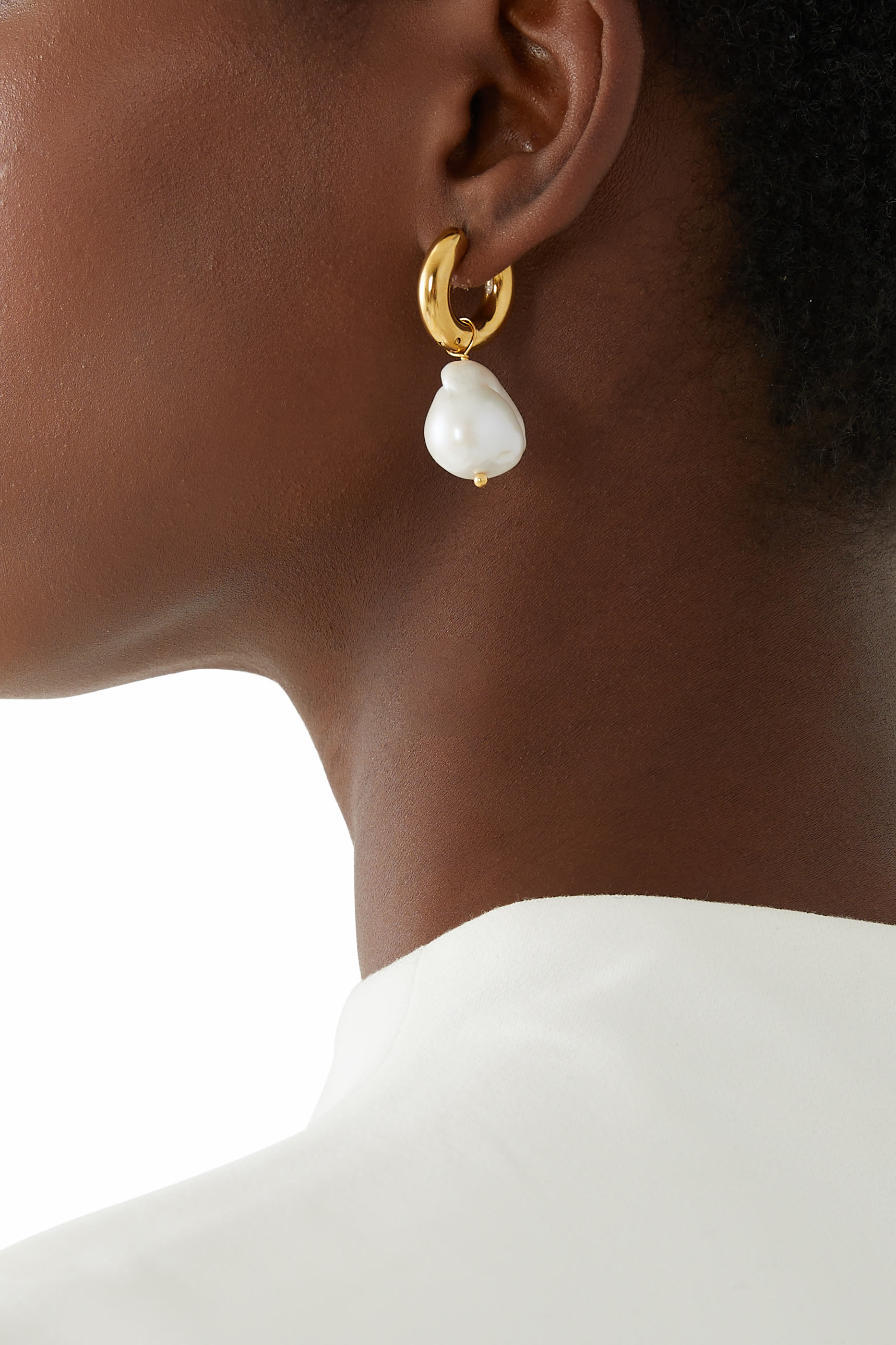 Malachite & Pearl Earrings, 24k Gold Plated Brass