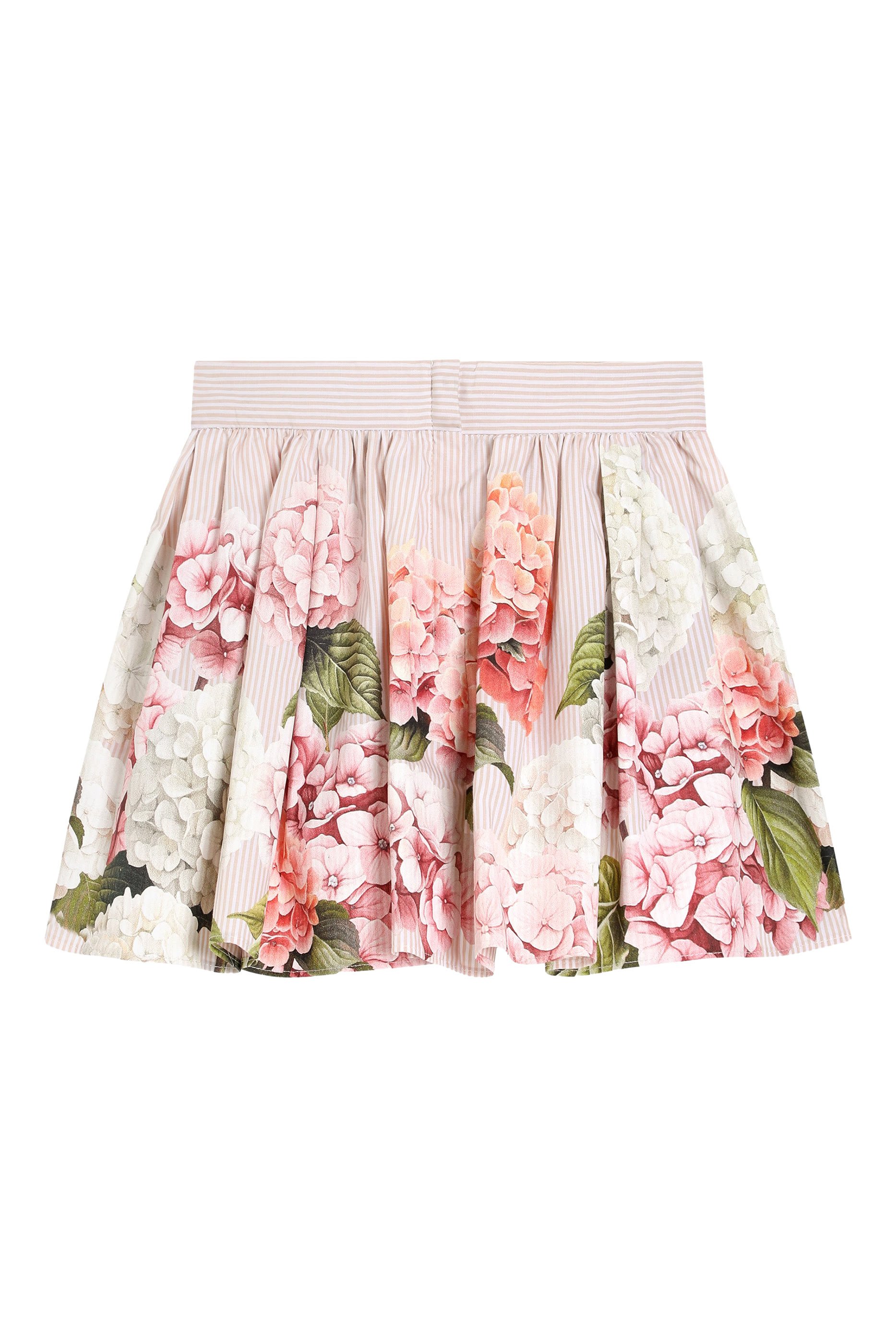 Kids Hydrangea-Print Canvas Skirt
