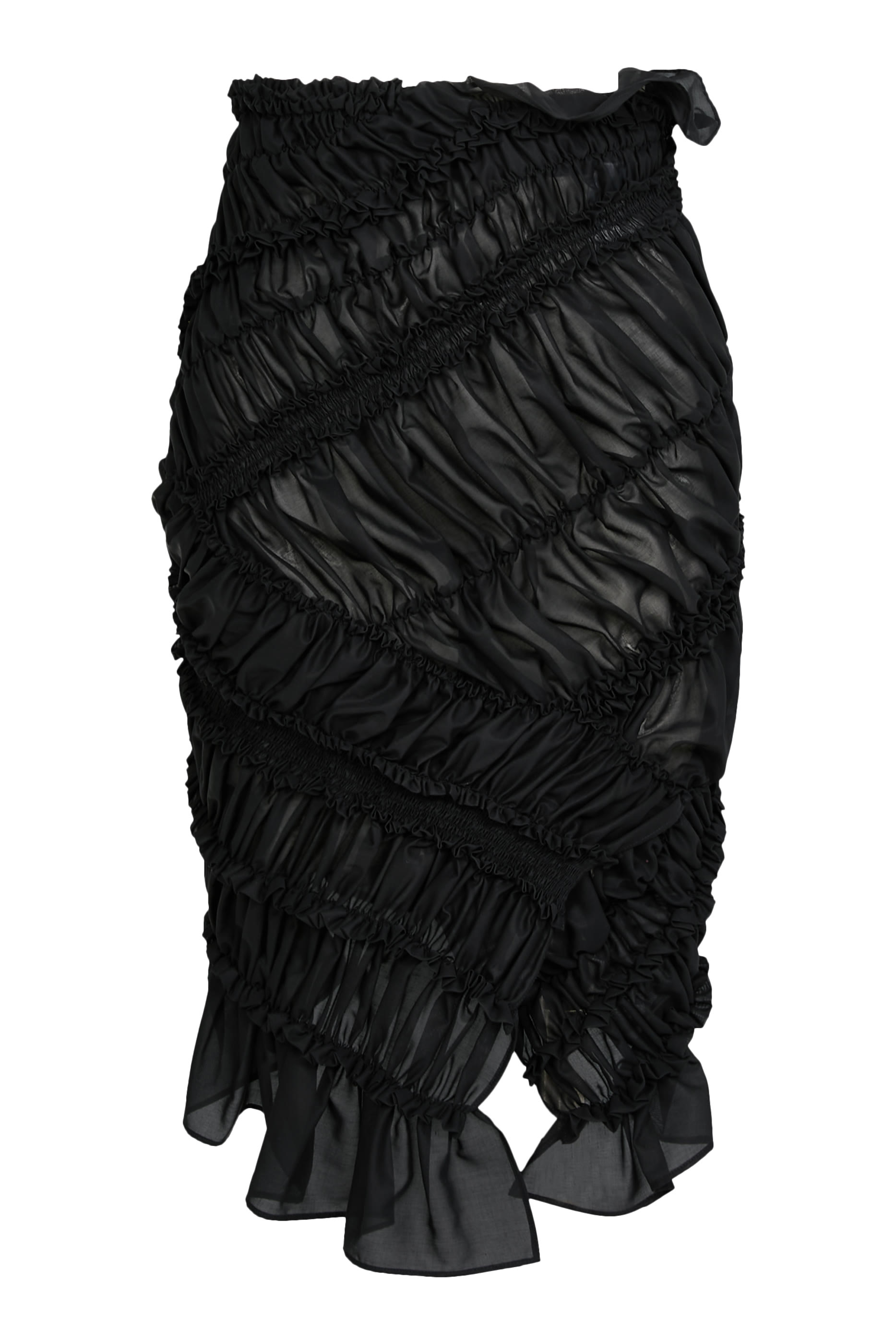 Asymmetric Ruched Midi Skirt 