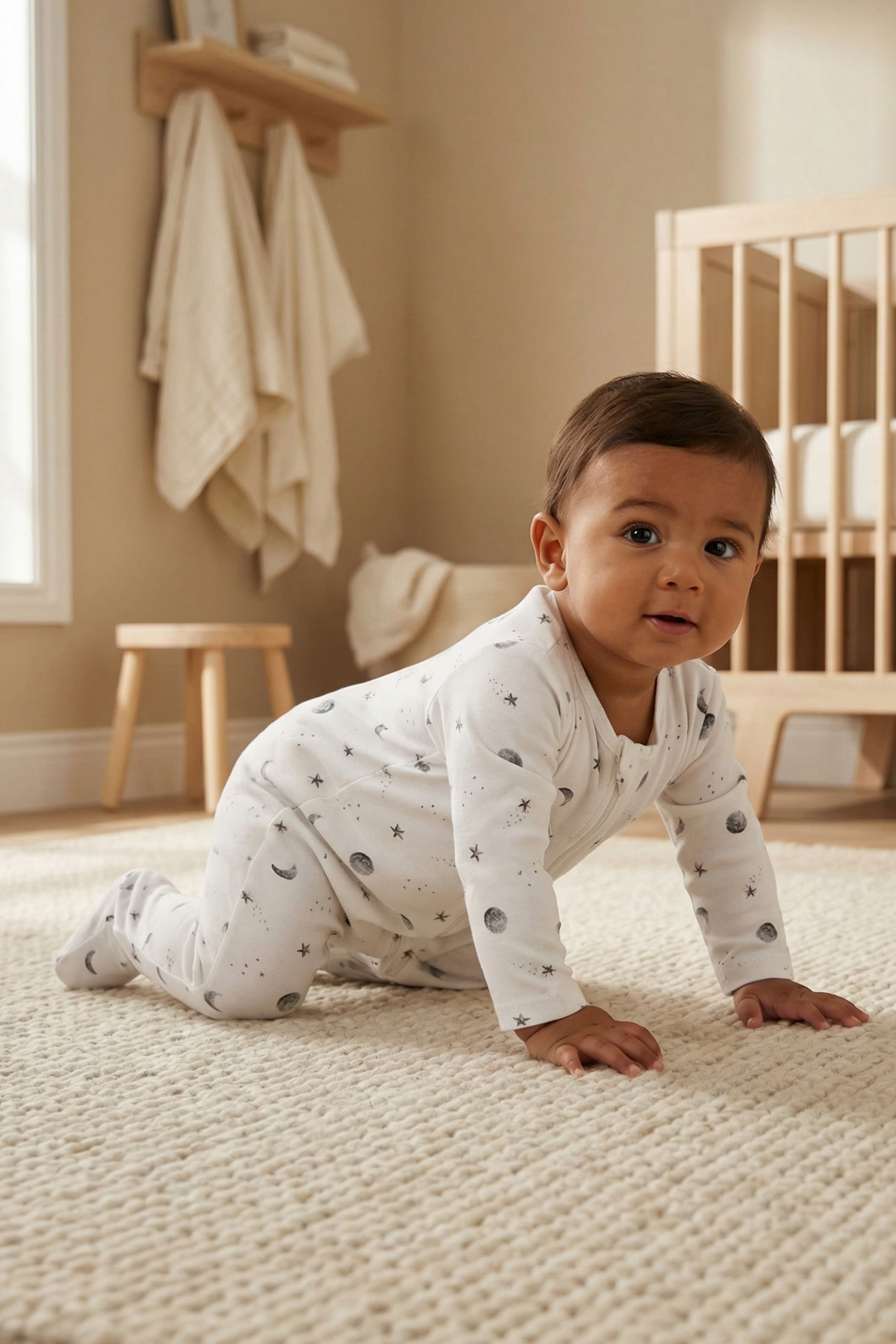 Kids  Starlit Moon Print Sleepsuit