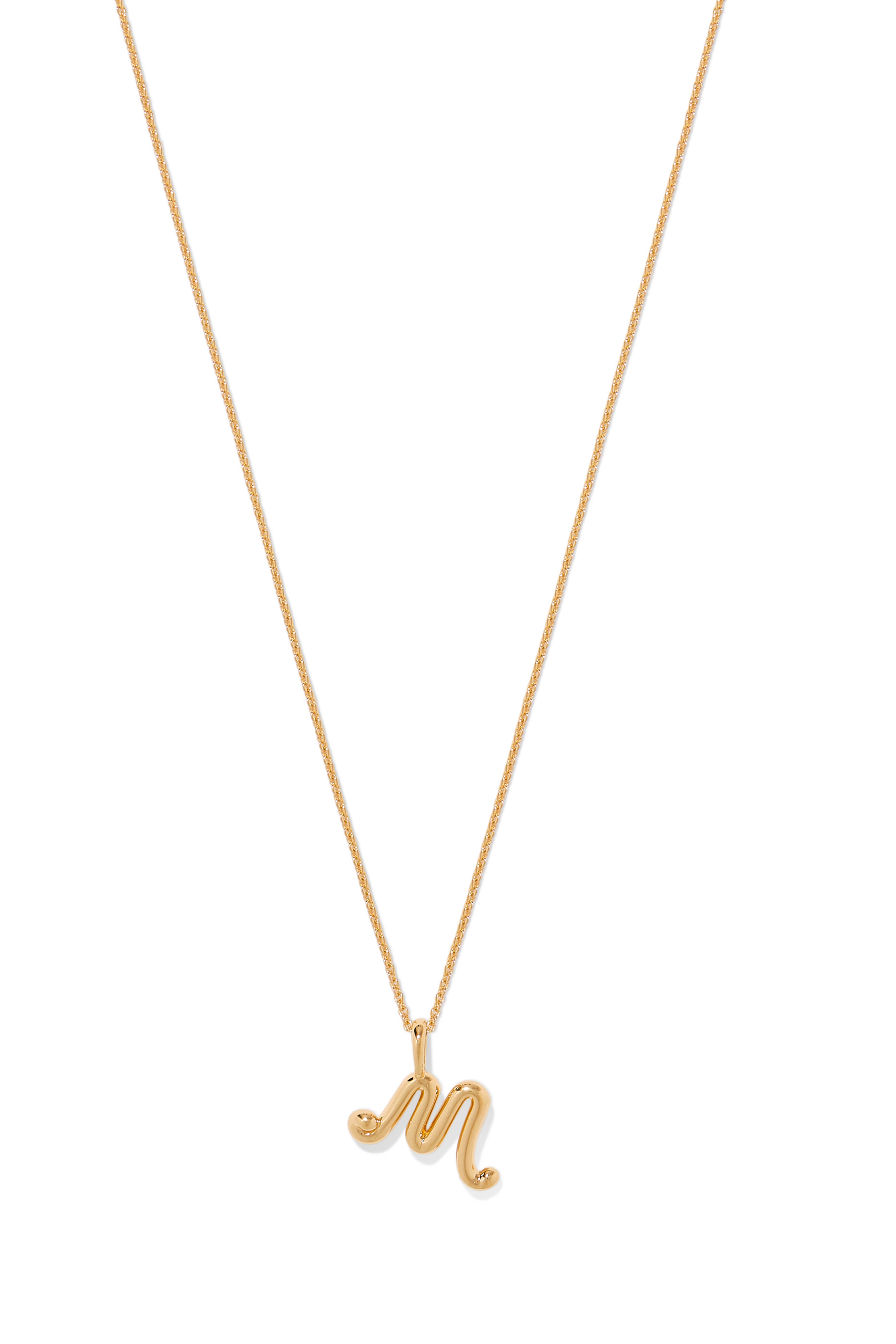 Curly Molten Mini Initial Necklace - M, 18k Recycled Gold Vermeil on Recycled Sterling Silver