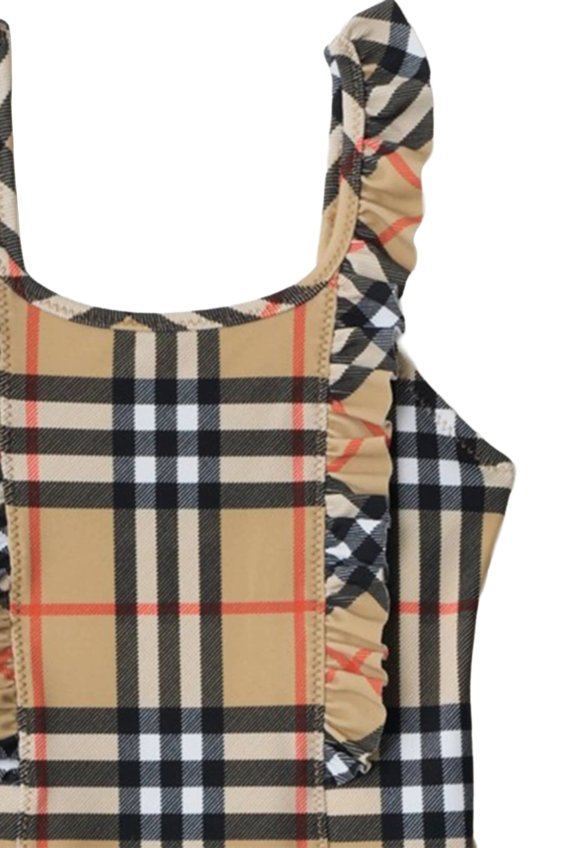 Kids Ruffle Trim Check Swimsuit