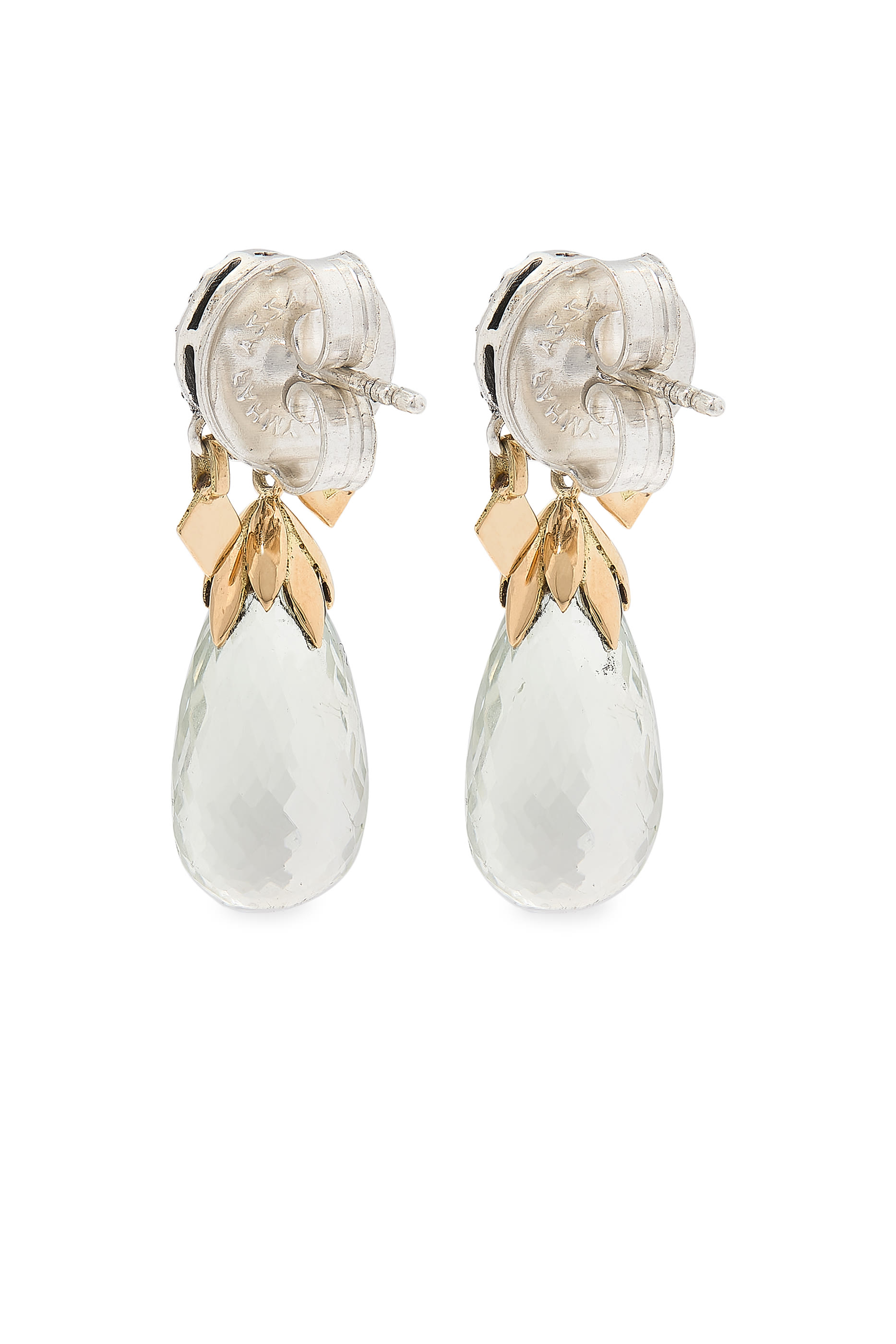 Wonders of Nature Briolette Earrings, 18k Yellow Gold, Sterling Silver & Amethyst