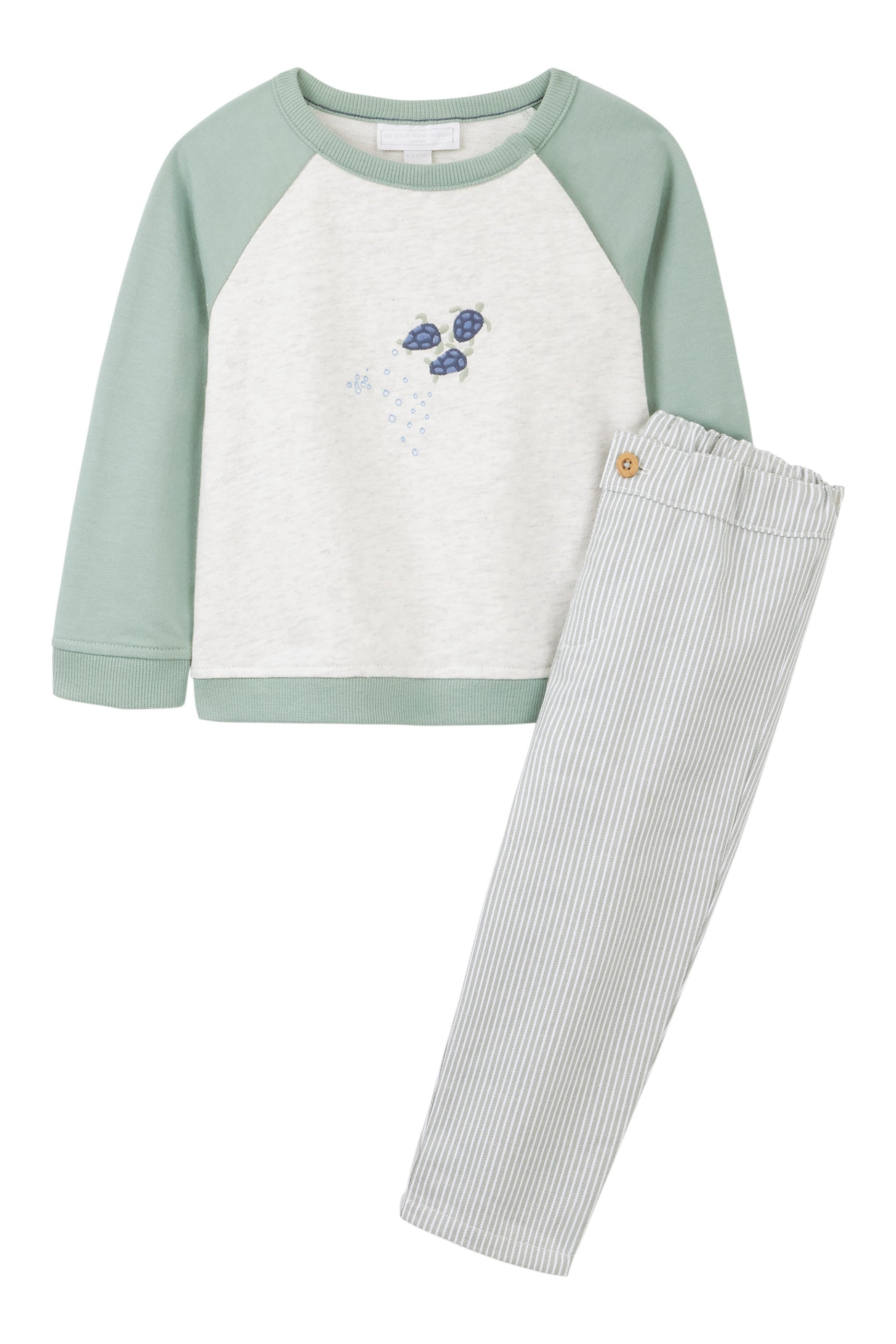 Kids Turtle Sweatshirt & Striped Twill Trousers Set