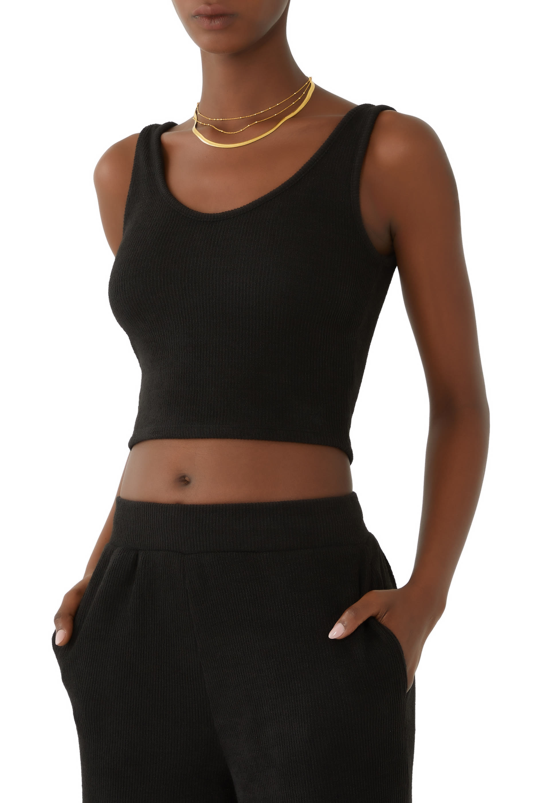 Wellness Rib Knit Jersey Cropped Tank