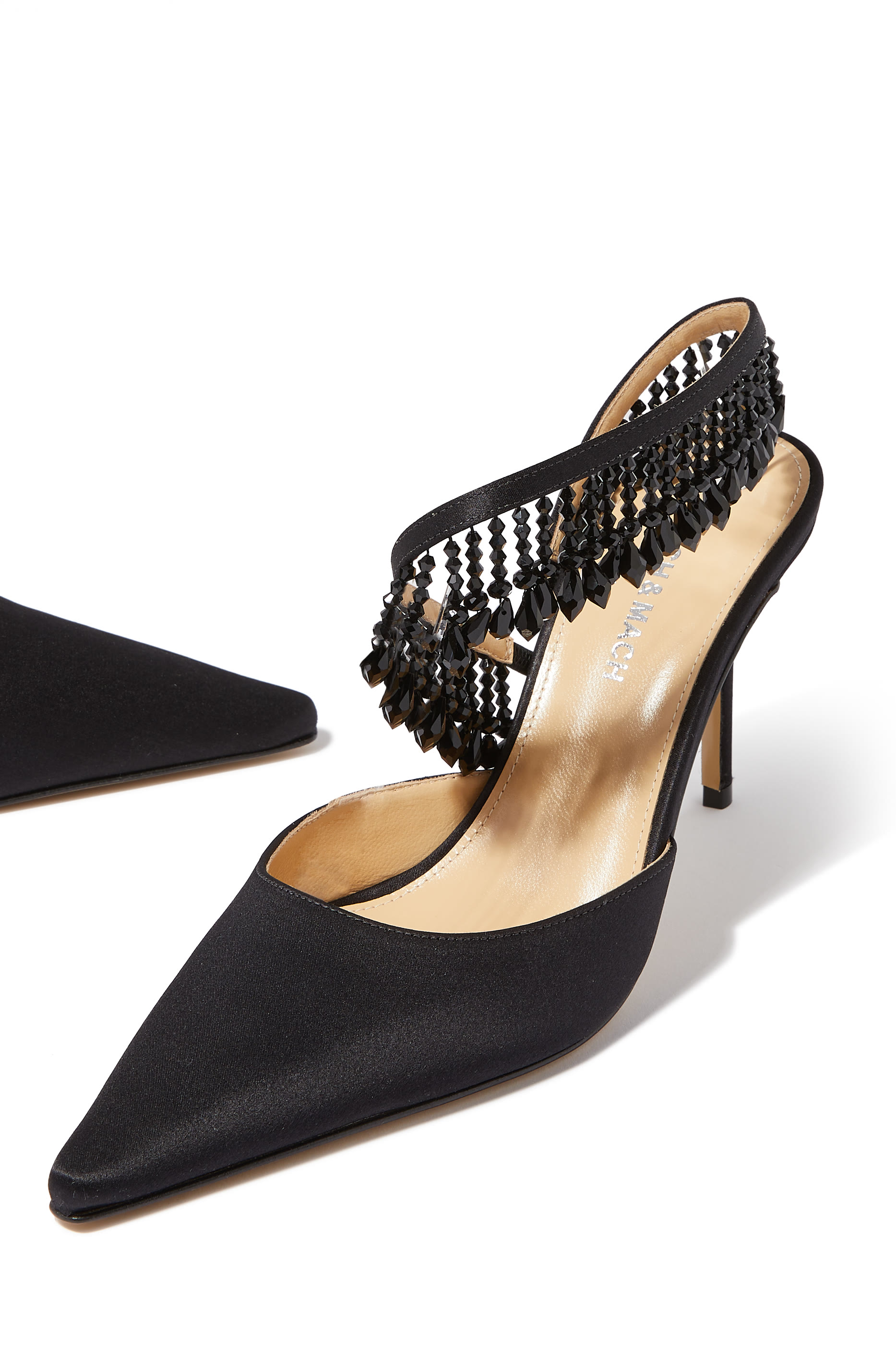 Crystal Fringe 85 Satin Pumps