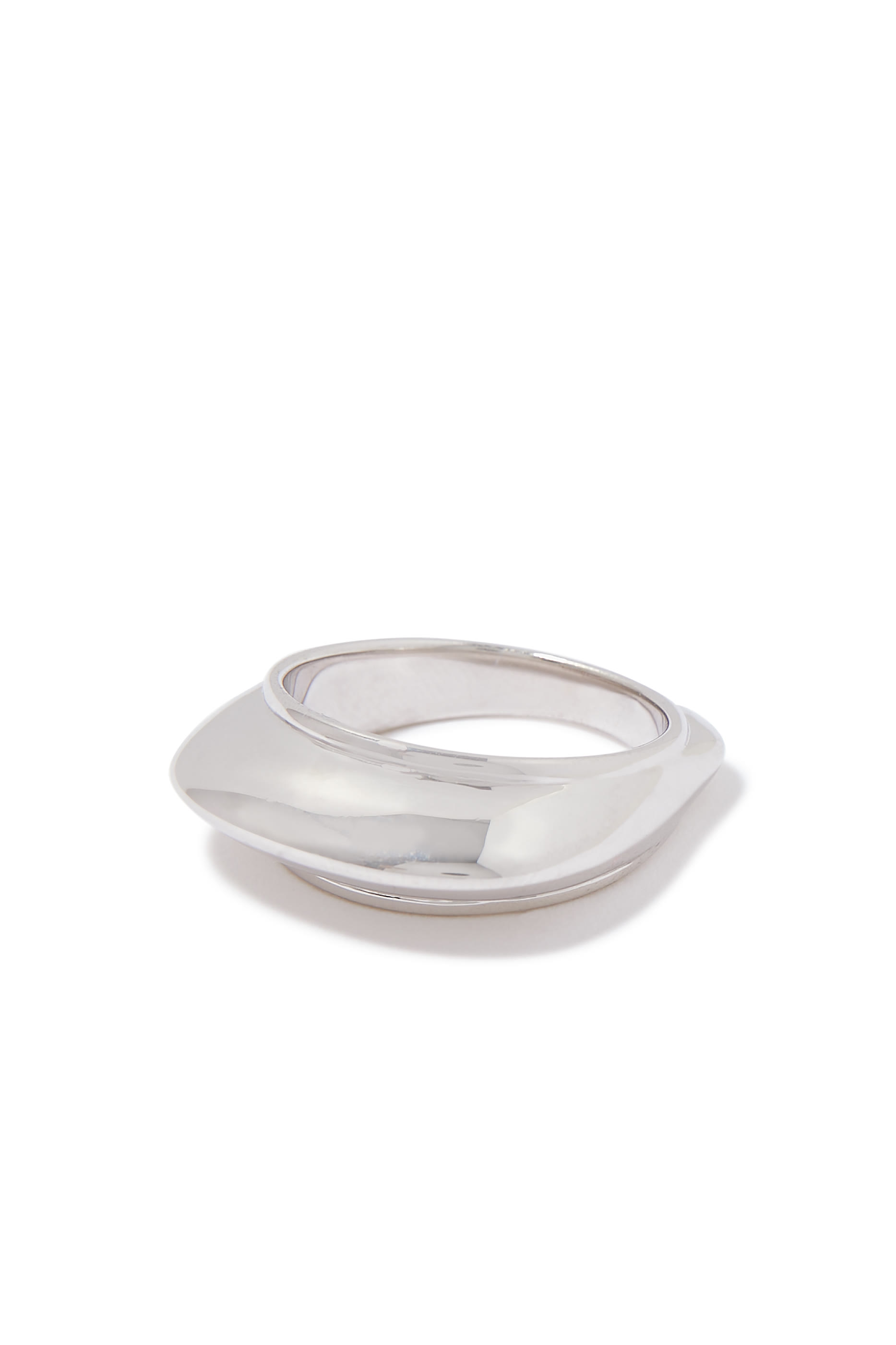 Hera Dome Stacking Ring, Rhodium Plating on Recycled Sterling Silver