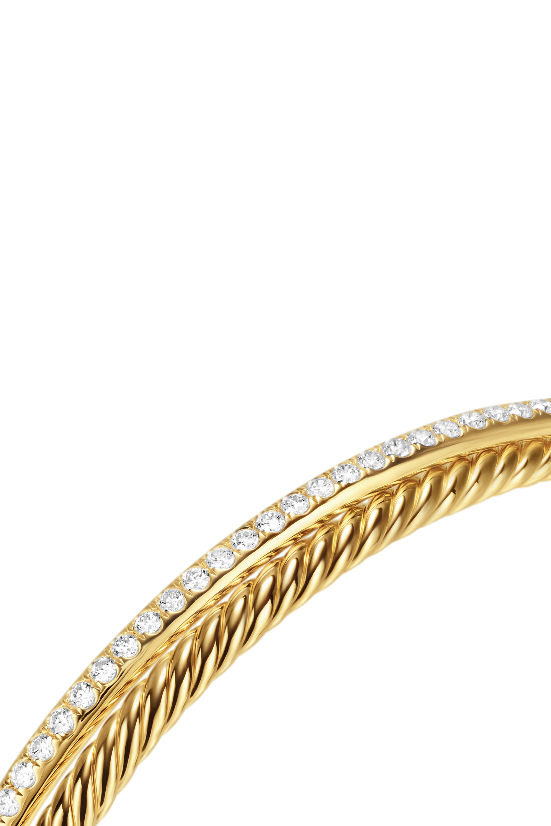 Crossover Two Row Bracelet, 18k Yellow Gold & Diamonds