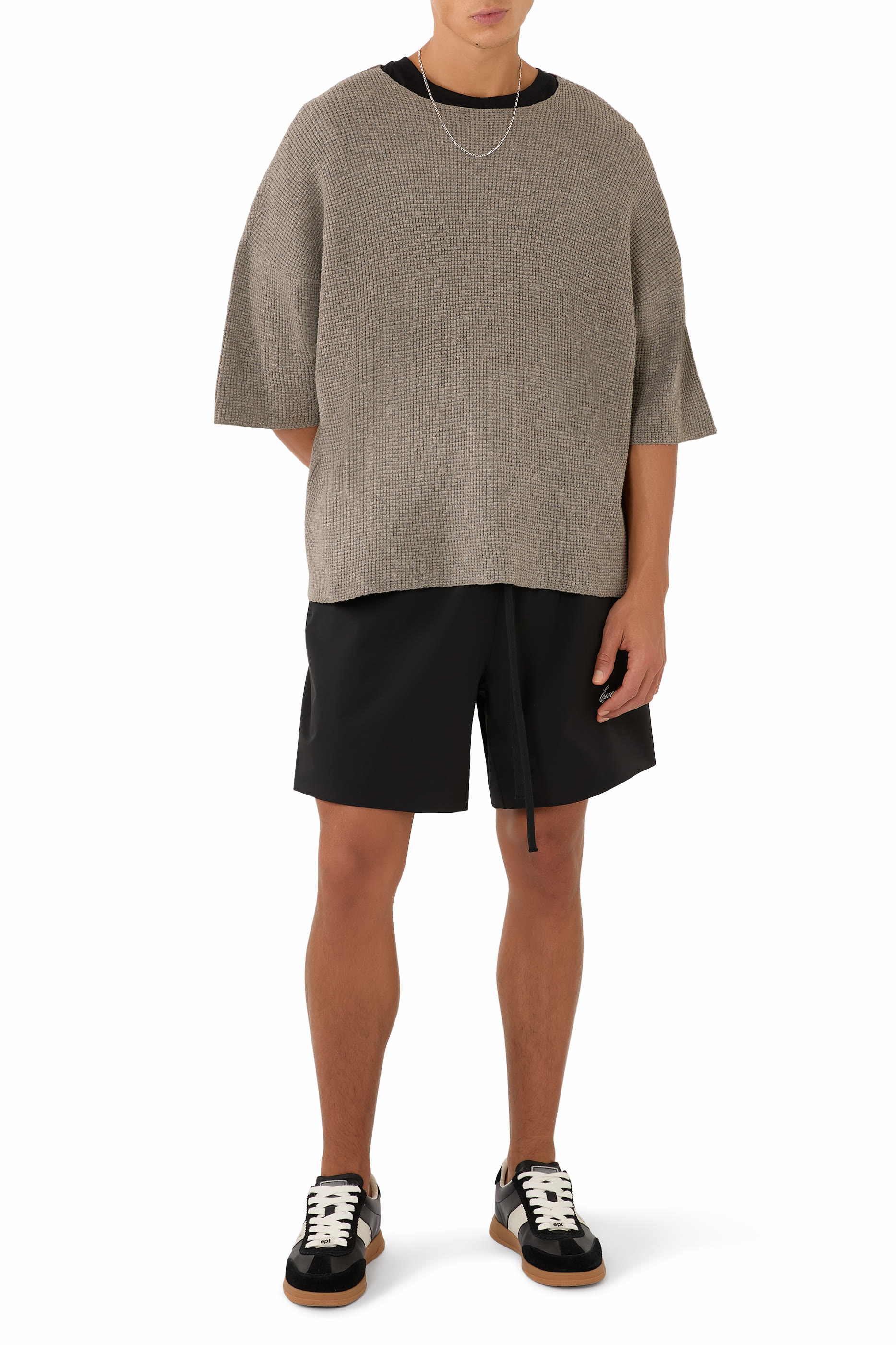  Waffle Short Sleeve Sweater 