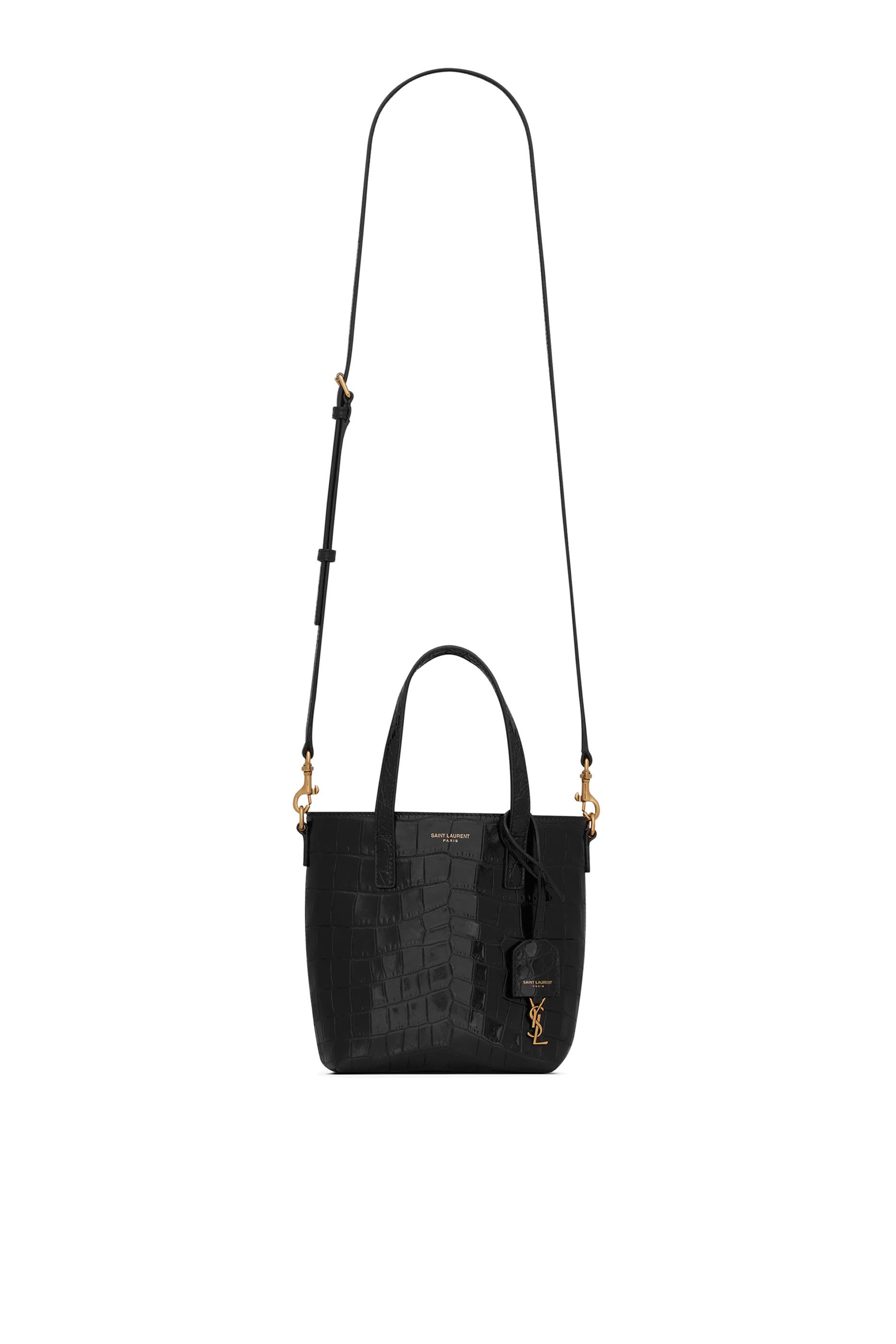 Mini Toy Shopping Bag in Crocodile-Embossed Leather 