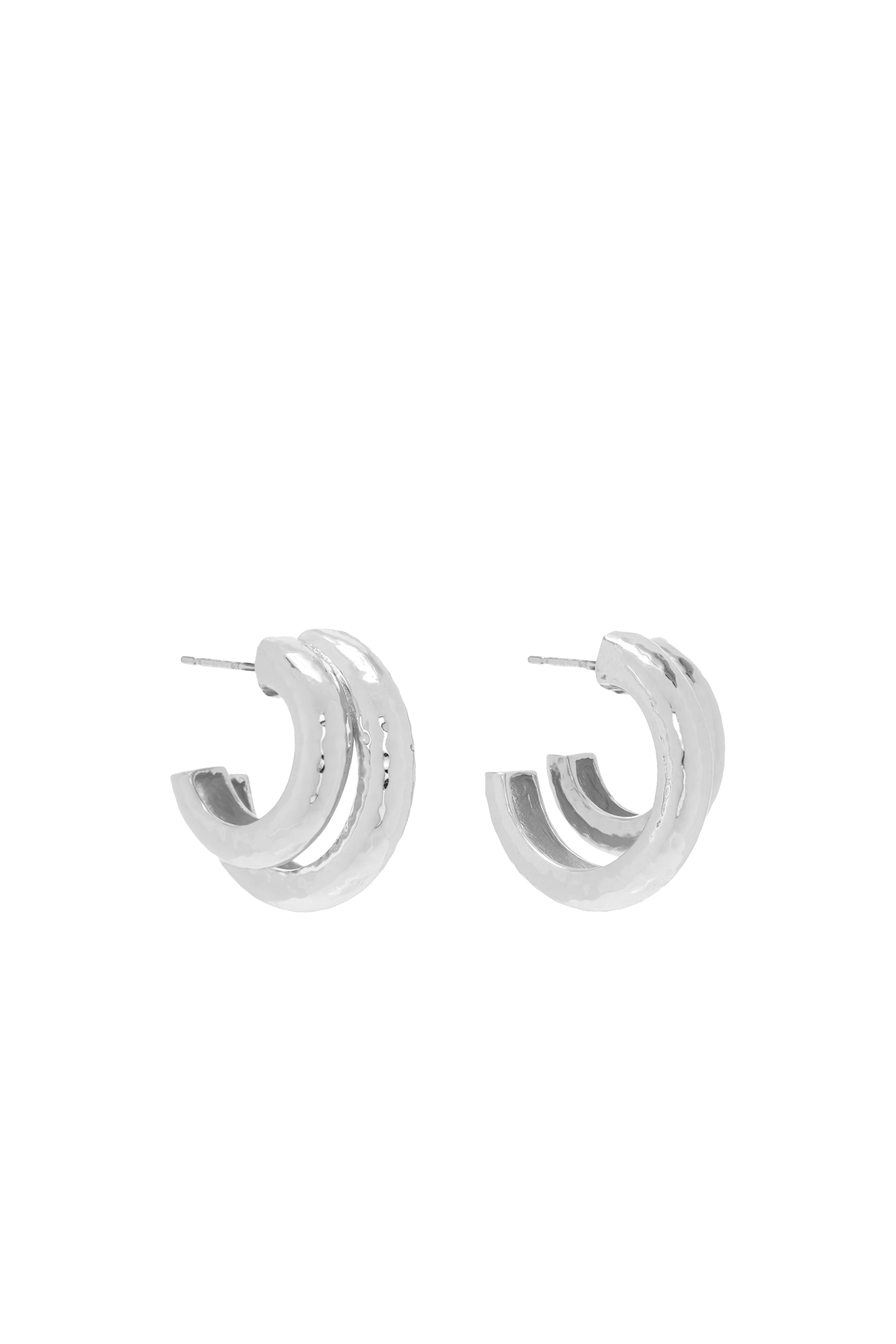 Double Hoop Earrings,  Silver Plated Brass