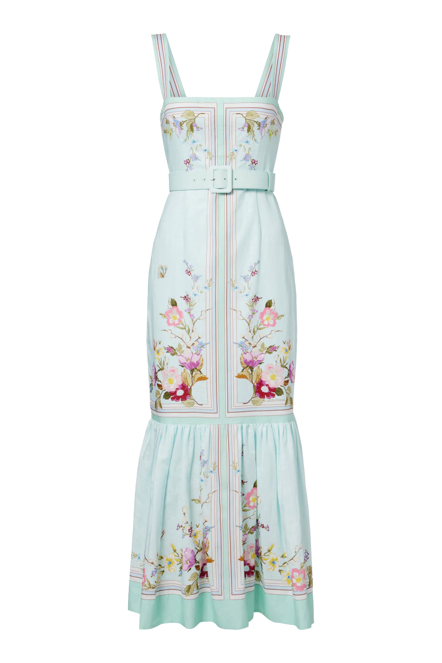  Floral Linen Midi Dress 