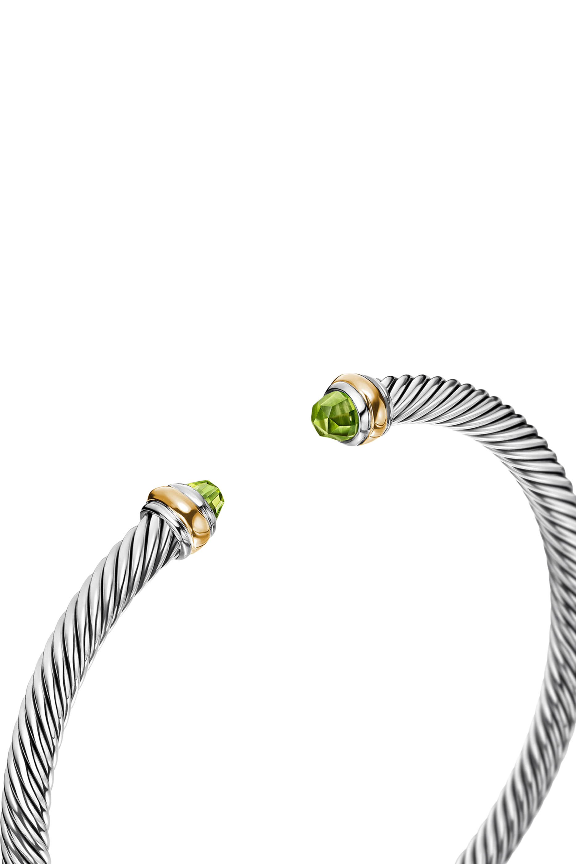 Classic Cable Bracelet, 18k Yellow Gold with Sterling Silver & Peridot