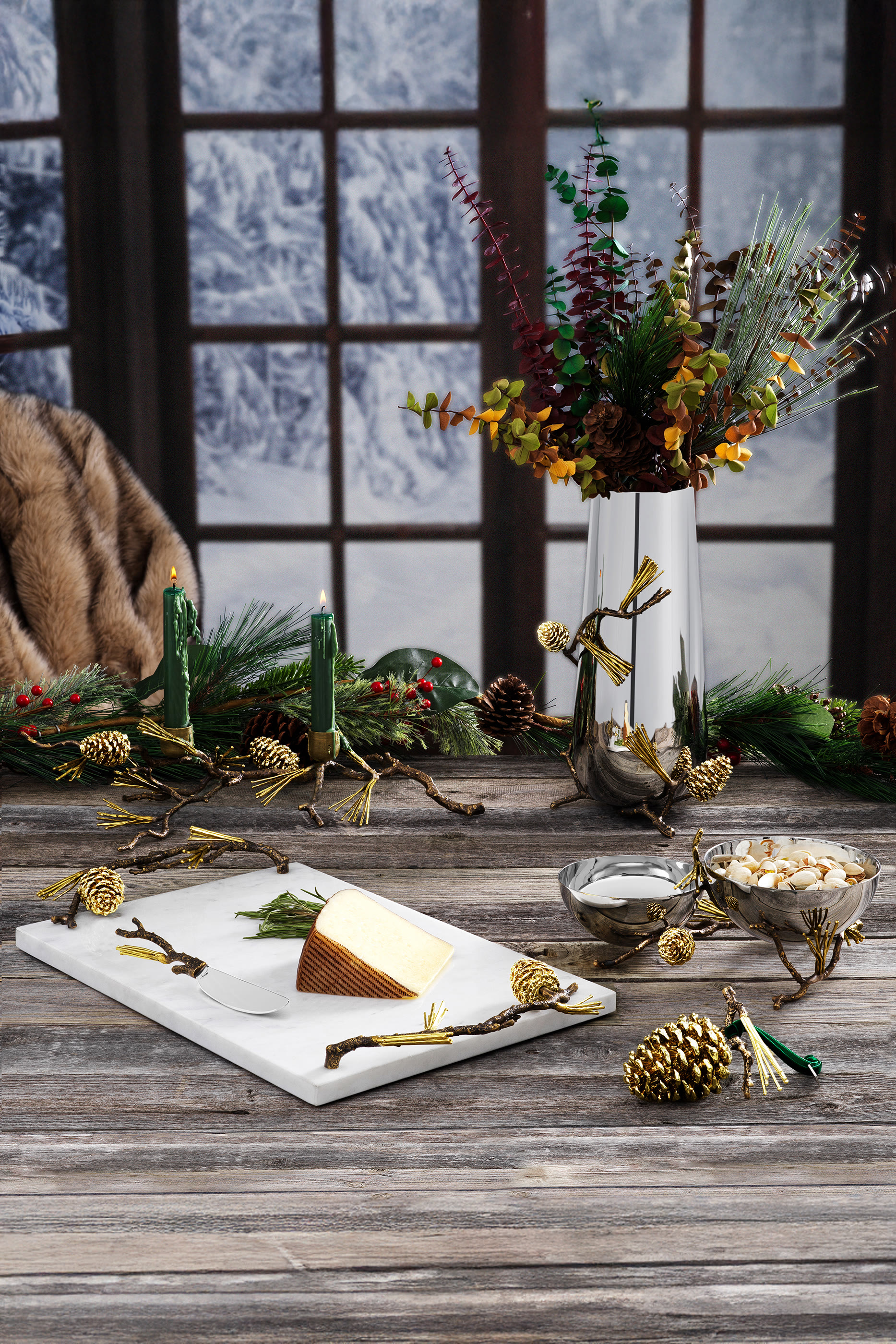 Pine Cone Cheese Board and Knife