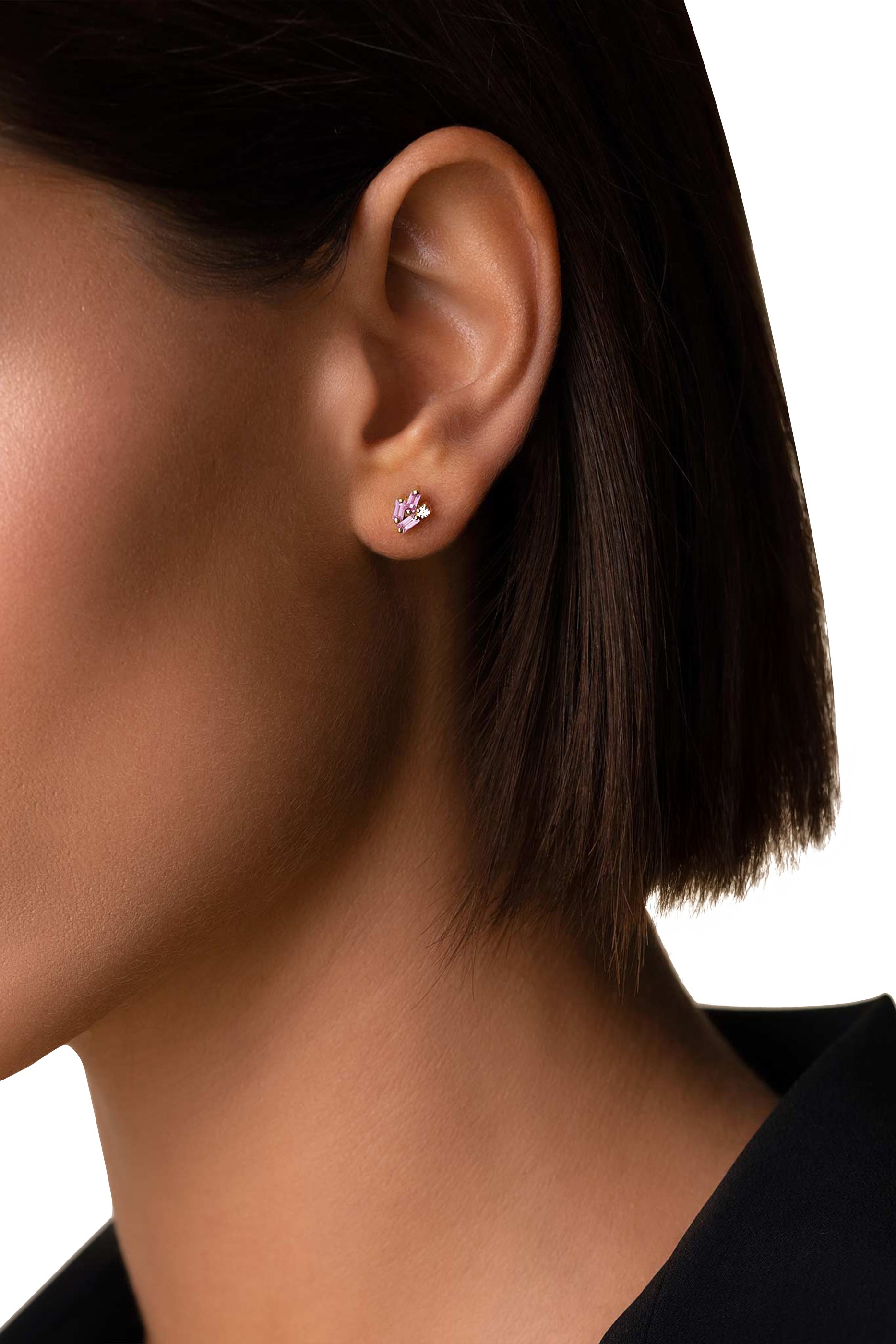 Bold Burst Sapphire Studs, 18k Rose Gold & Sapphires, Diamonds