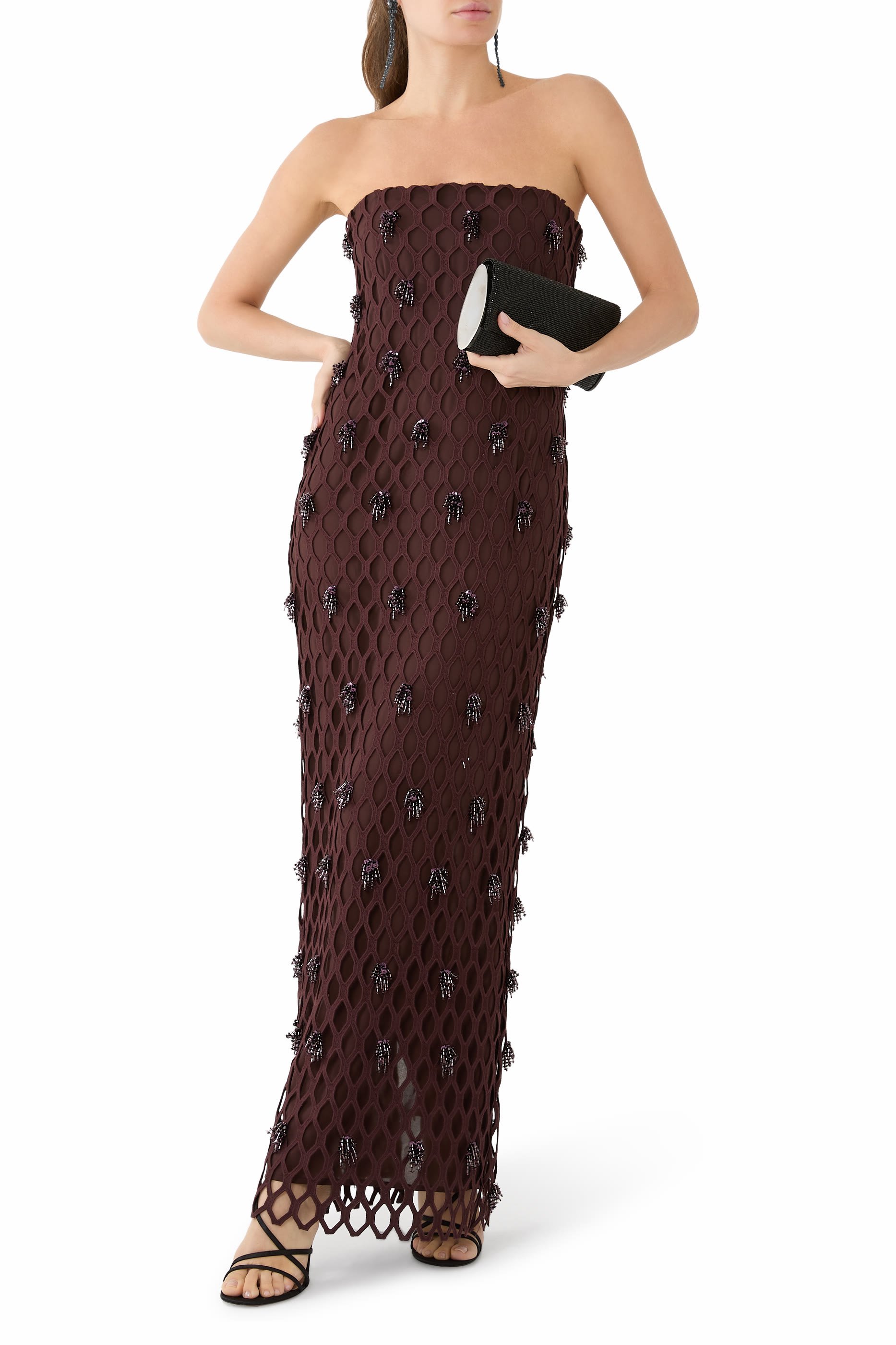  Iridessa Embellished Lattice Bustier Gown 