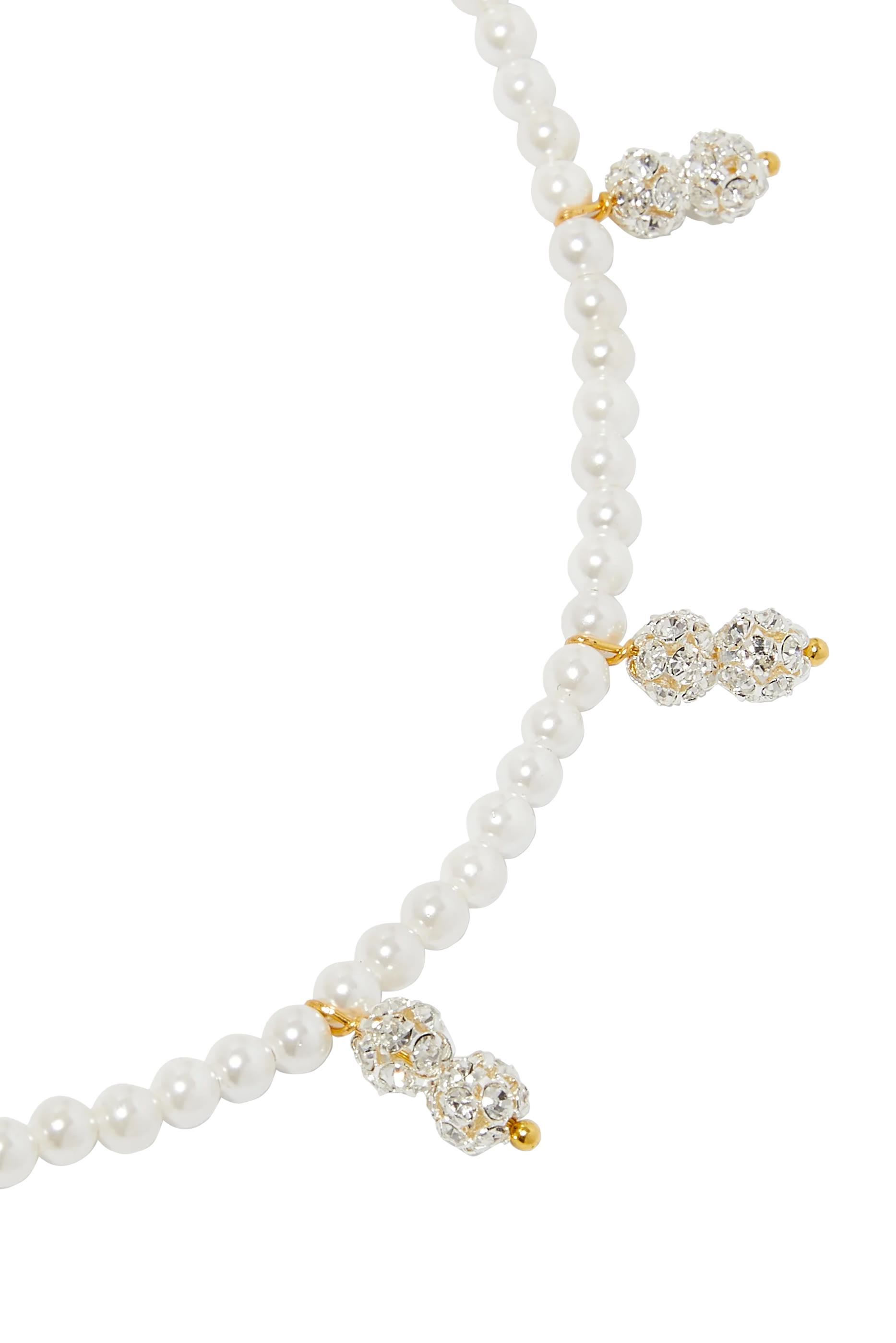 Pearl Necklace with 5-Strass Pendant