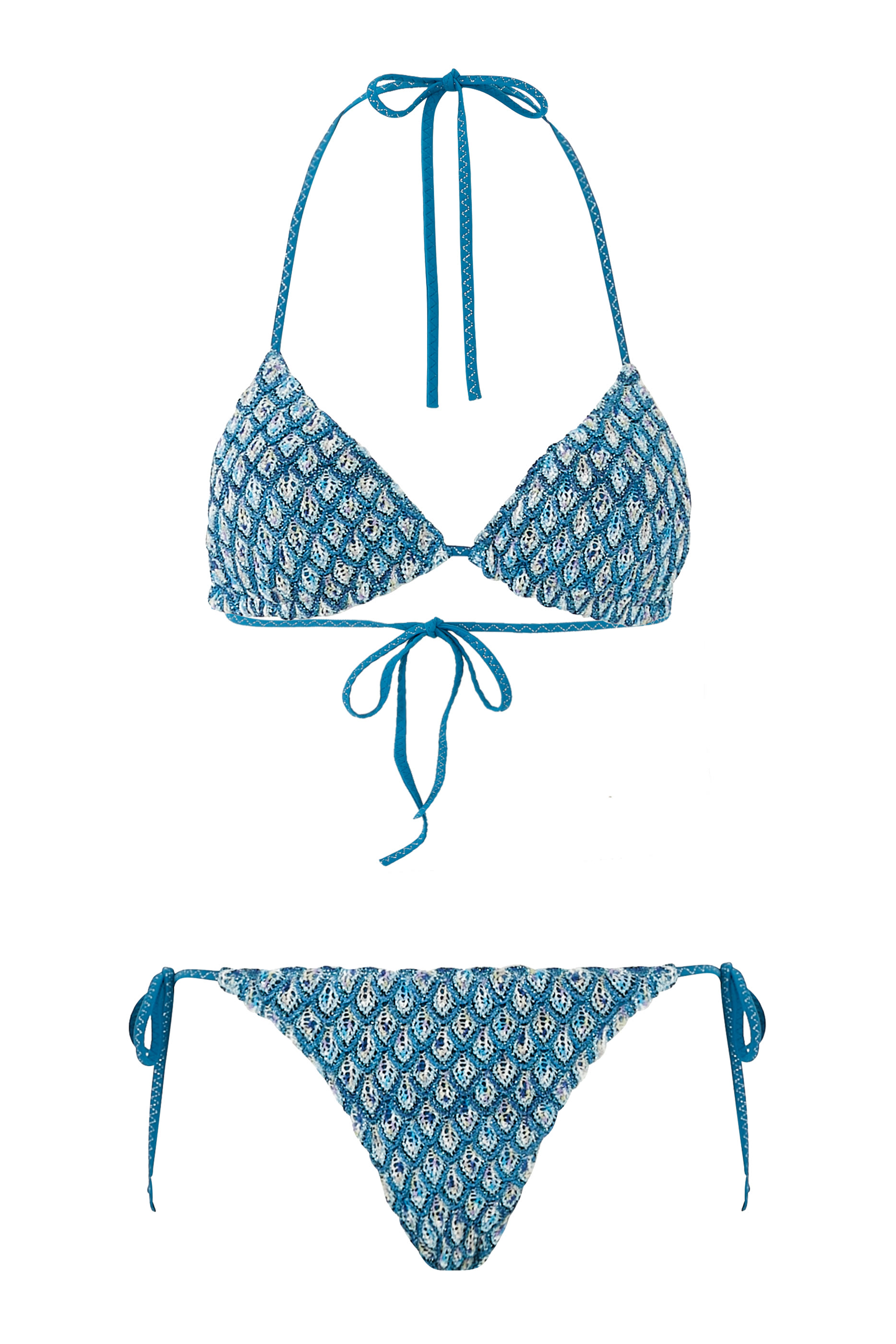 Exclusive Mare Lace Raschel Triangle Tie Bikini Set