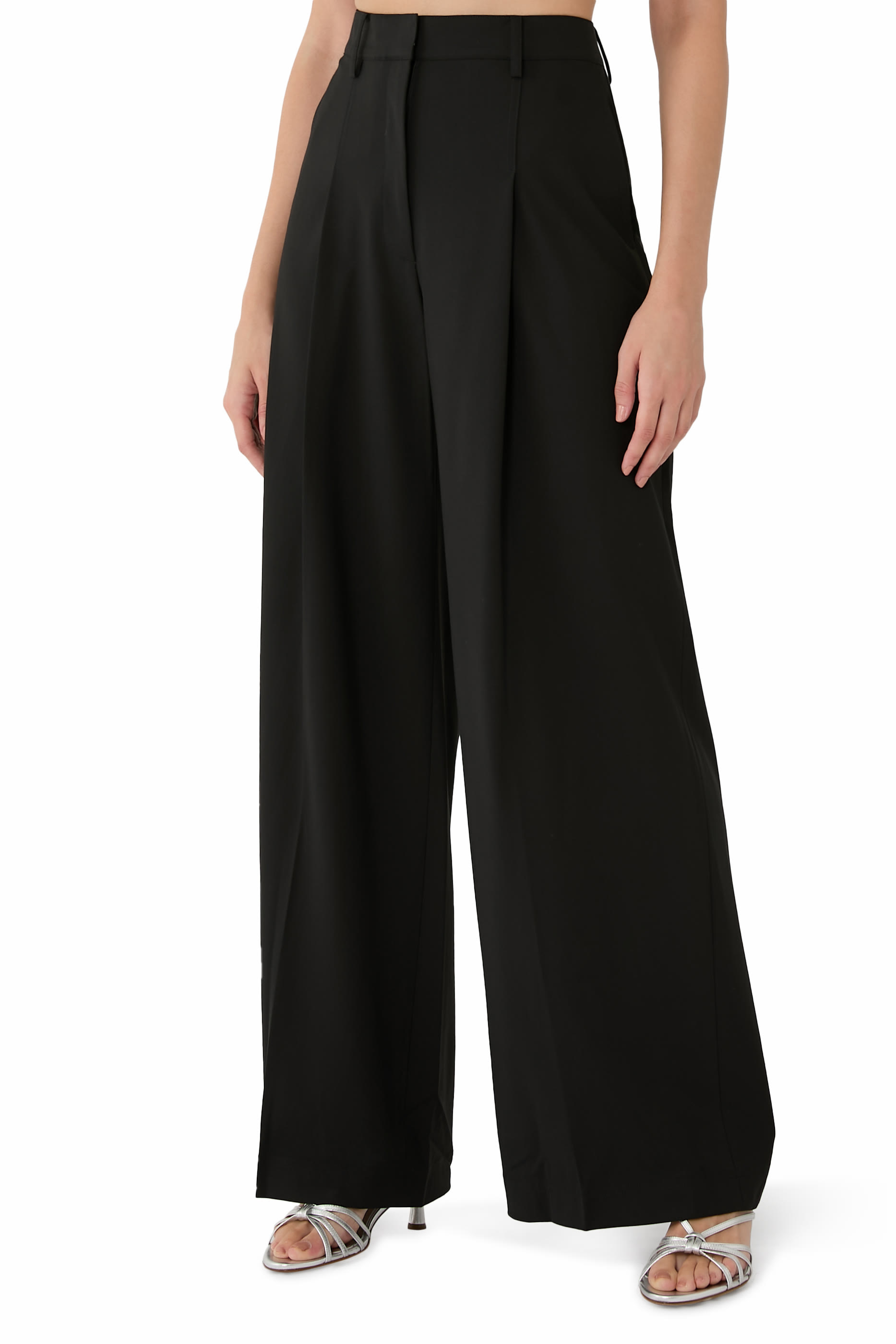Pleated Wide-Leg Trousers