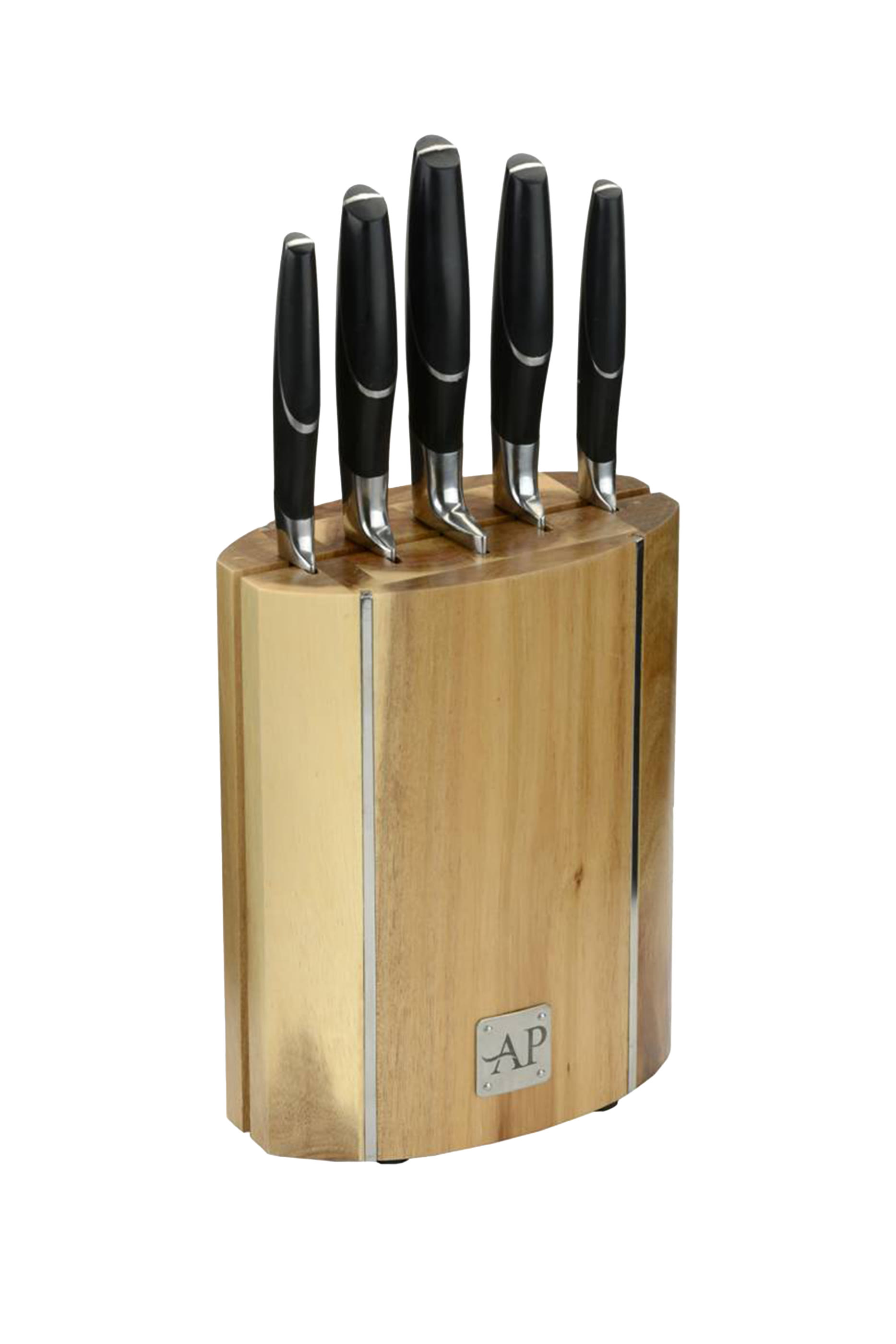6‑Piece Oval Wooden Knife Block Set