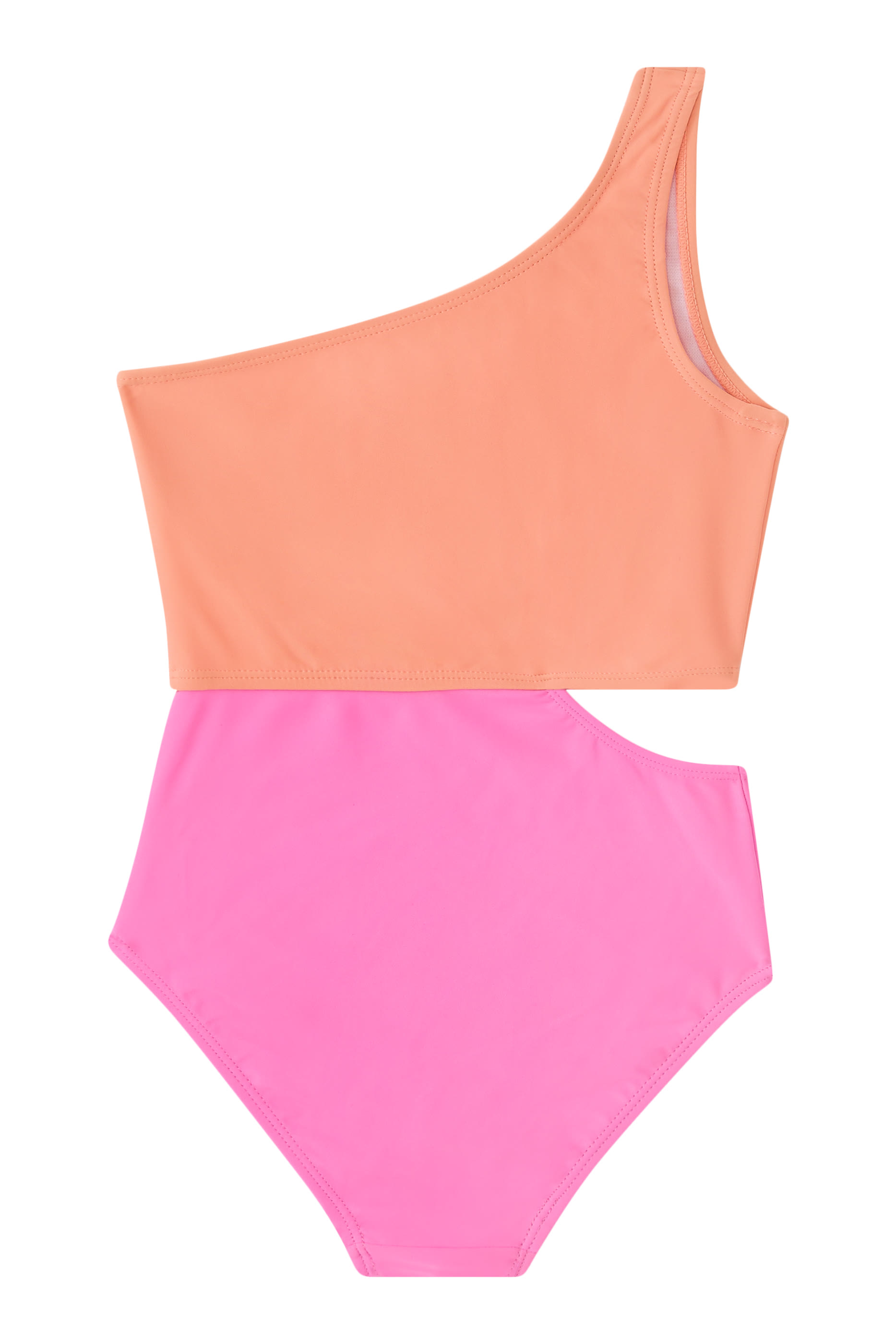 Kids Candy Colorblock One Shoulder Swimsuit