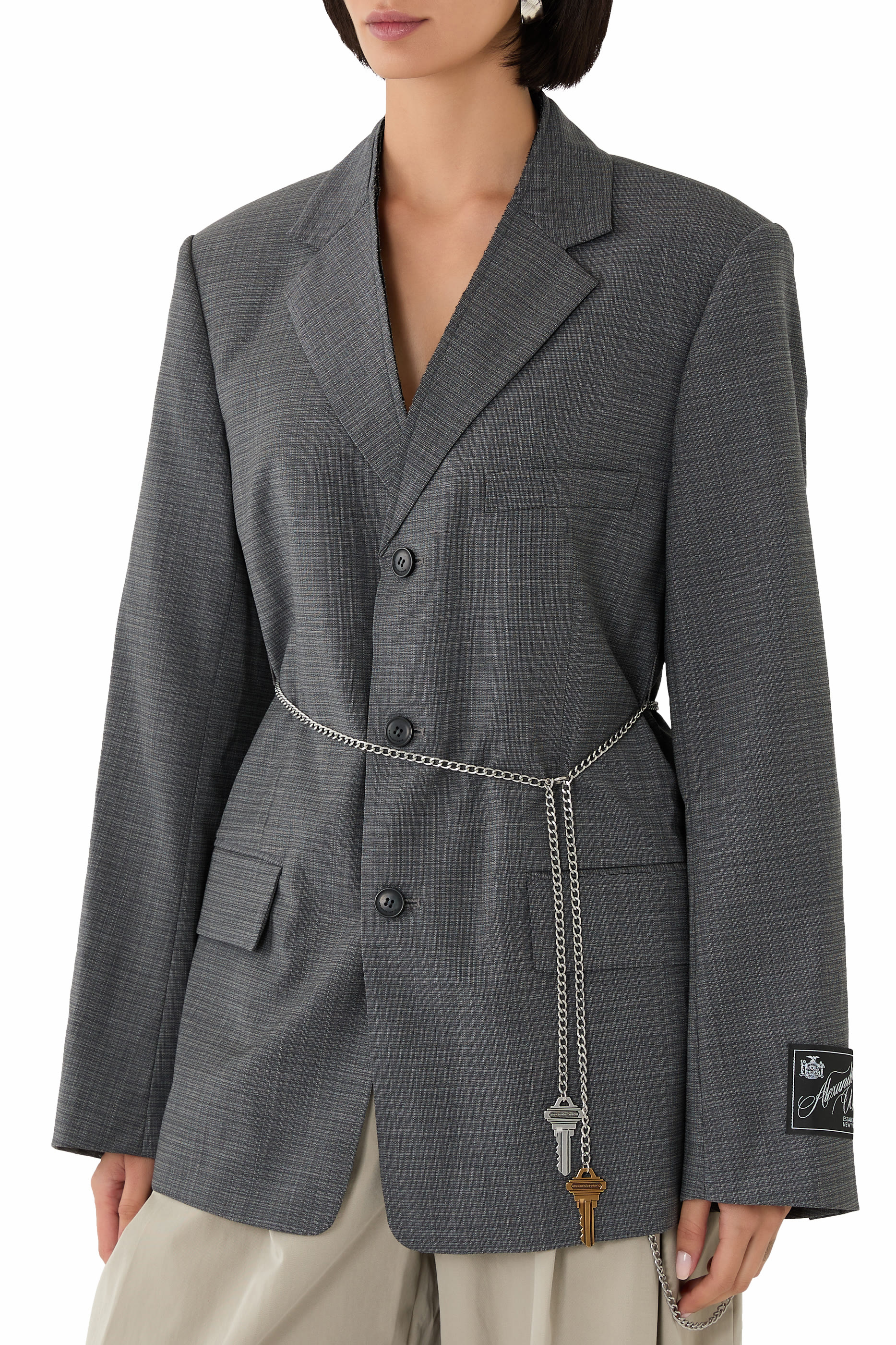 Wool-Blend Raw-Edged Blazer