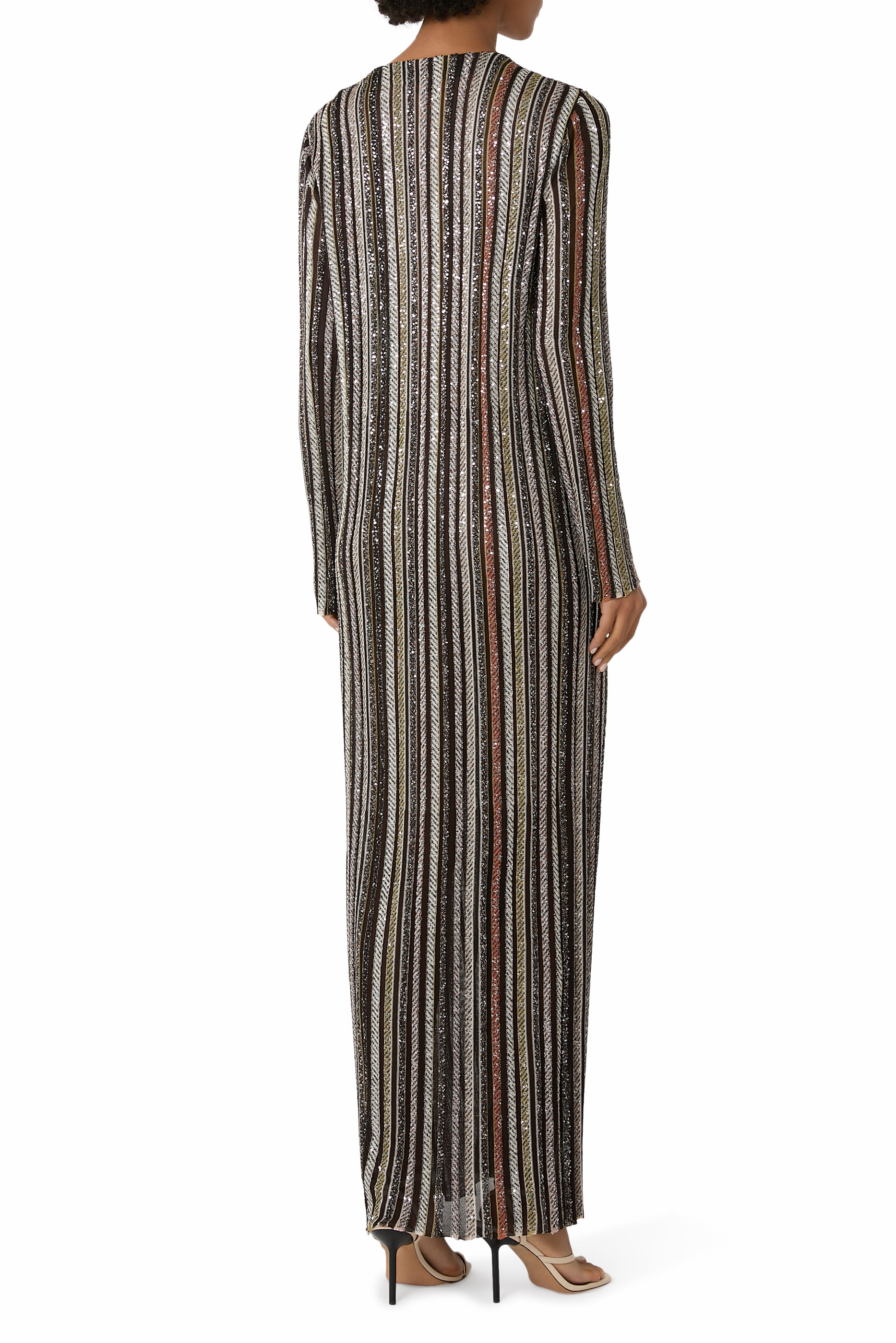  Long Cardigan in Herringbone Stripe Knit