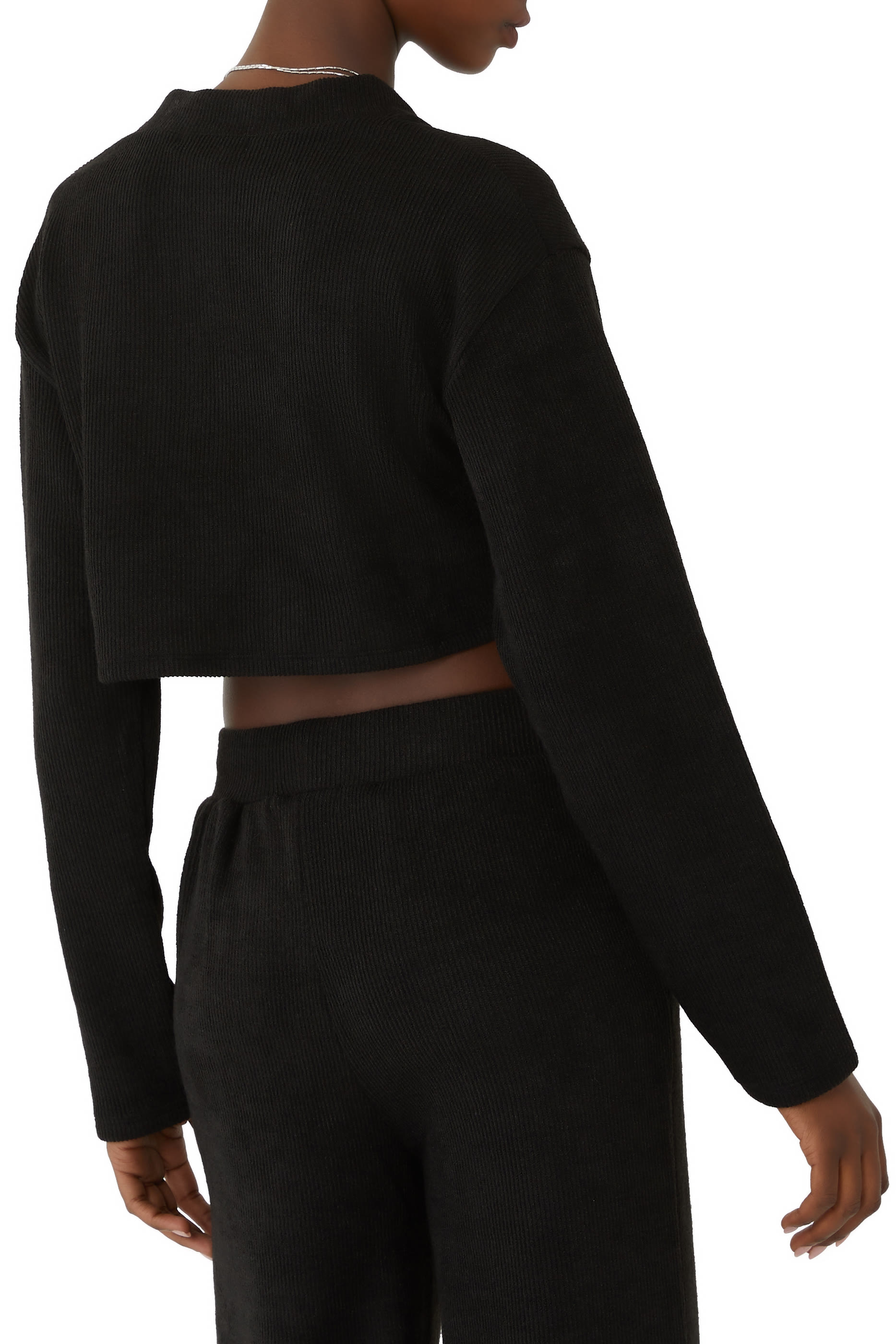 Wellness Rib Knit Cropped Jersey Cardigan