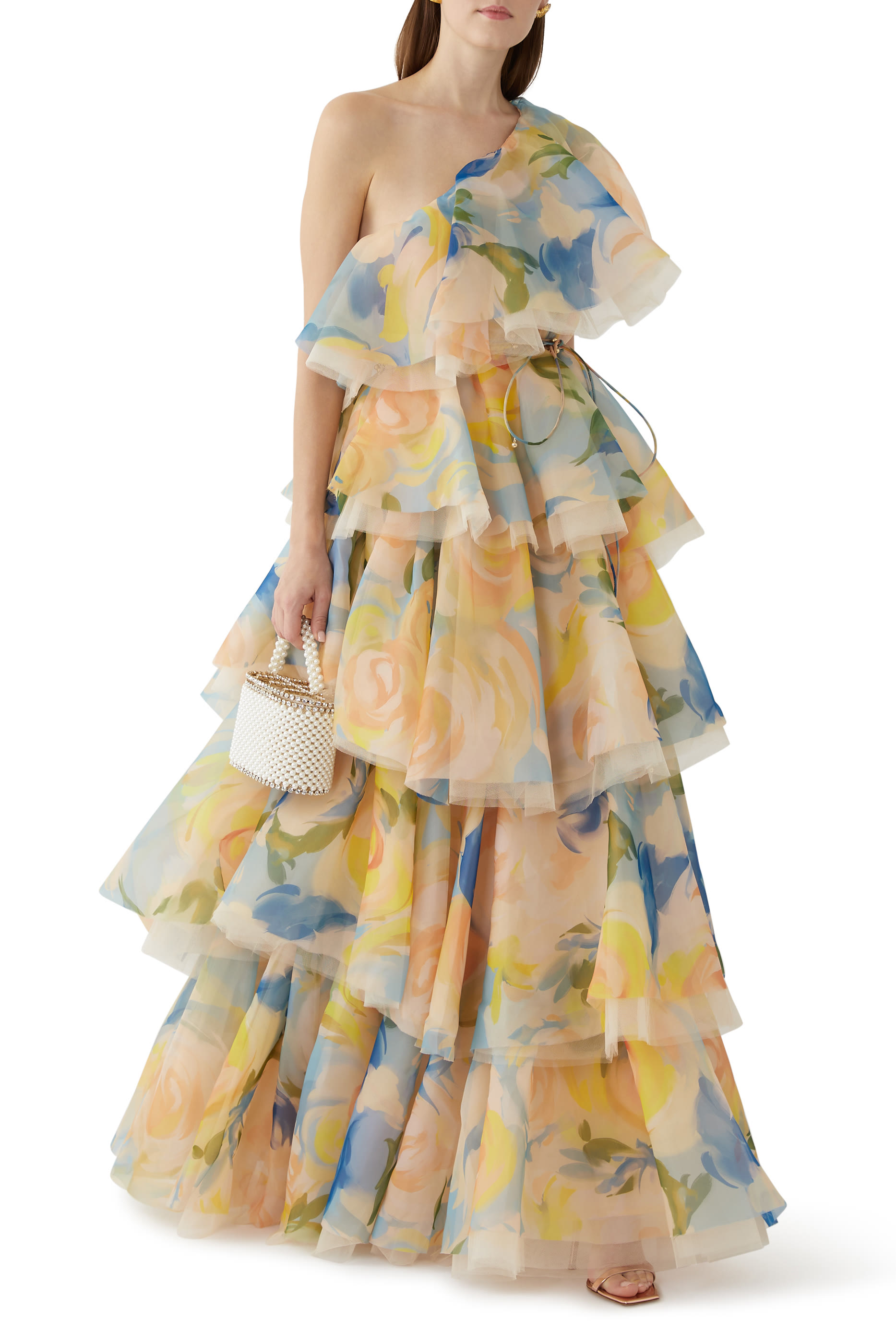 Paloma One Shoulder Ruffled Gown