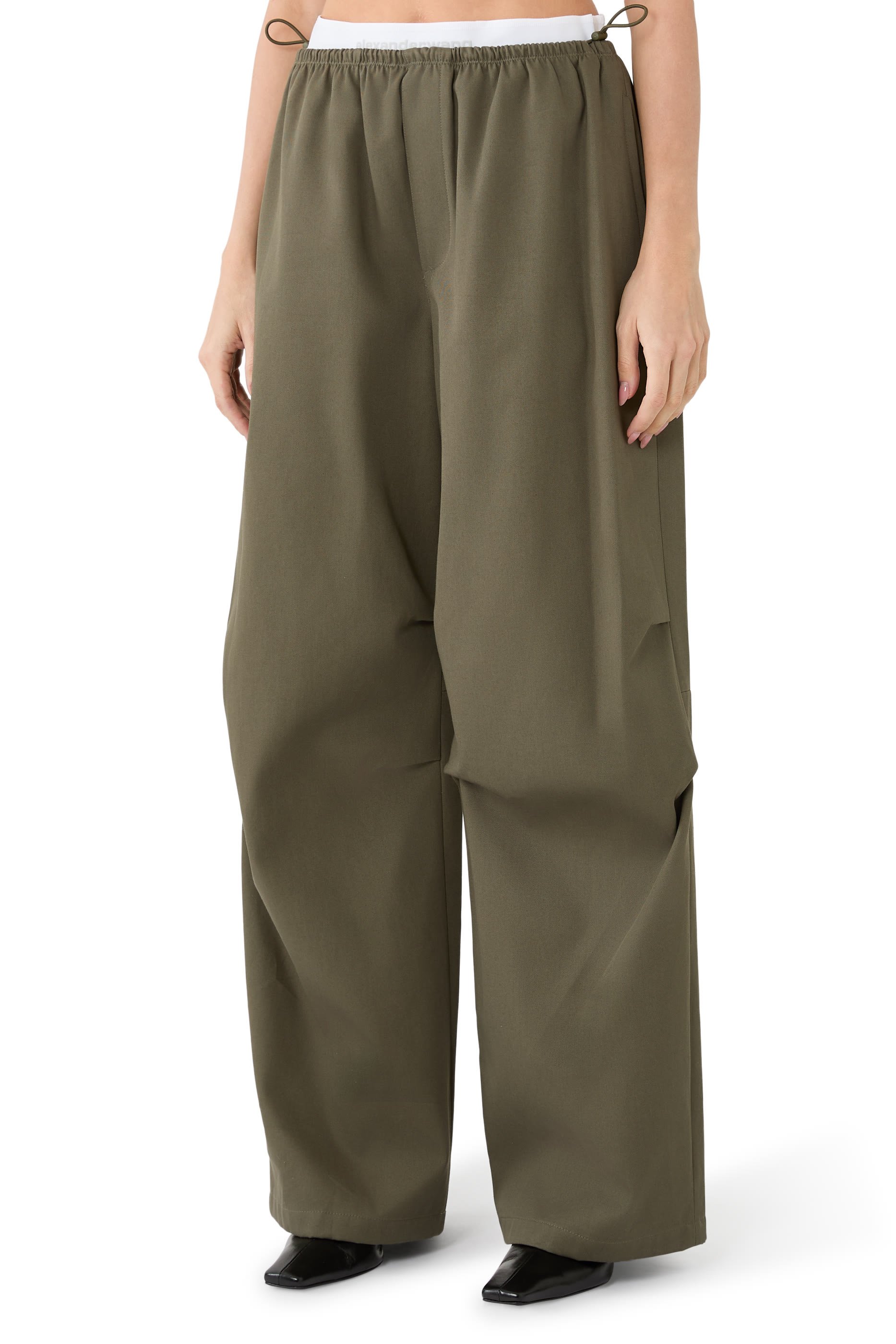 Mid-Rise Track Pants in Cotton Twill