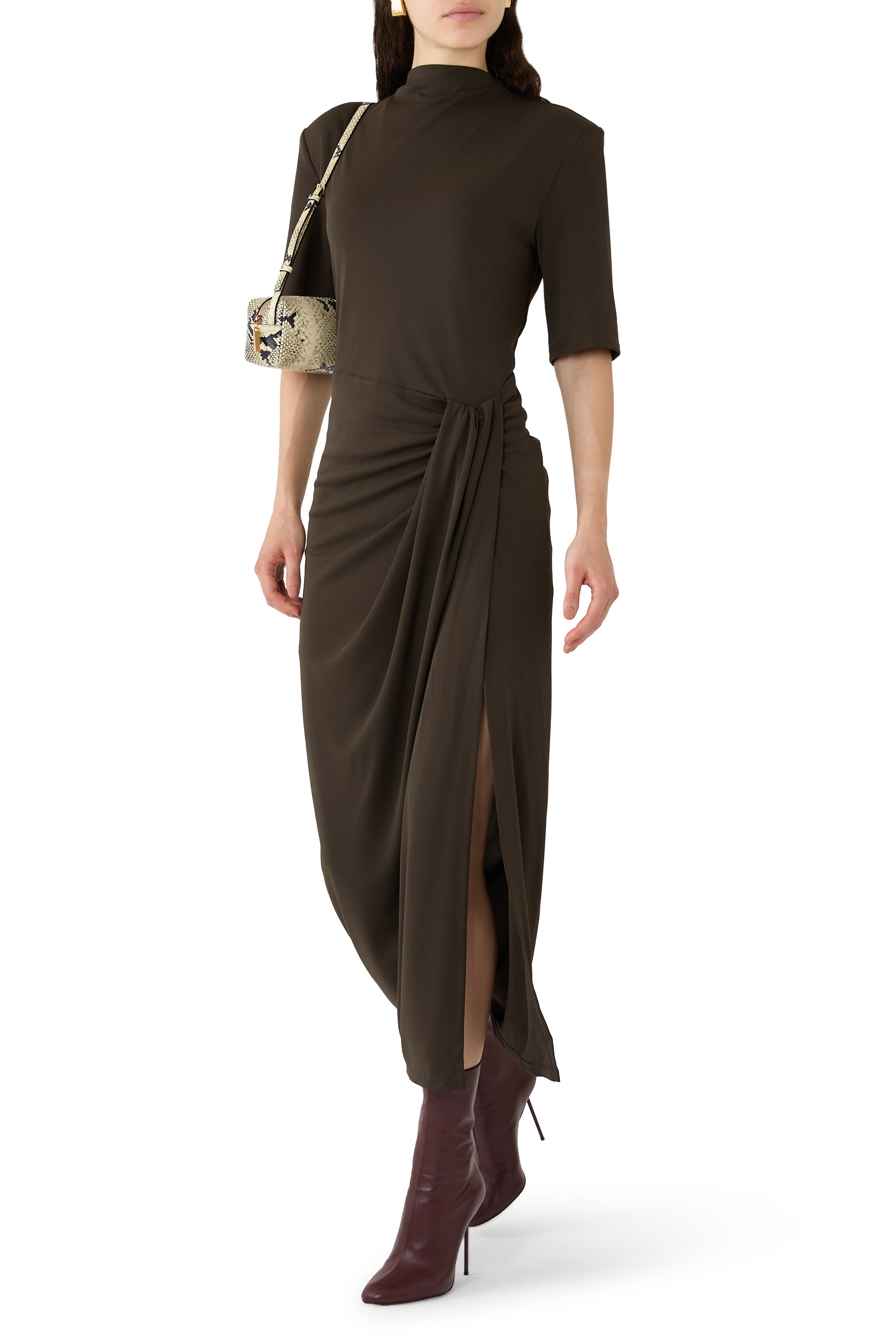 Draped Skirt Midi Dress 