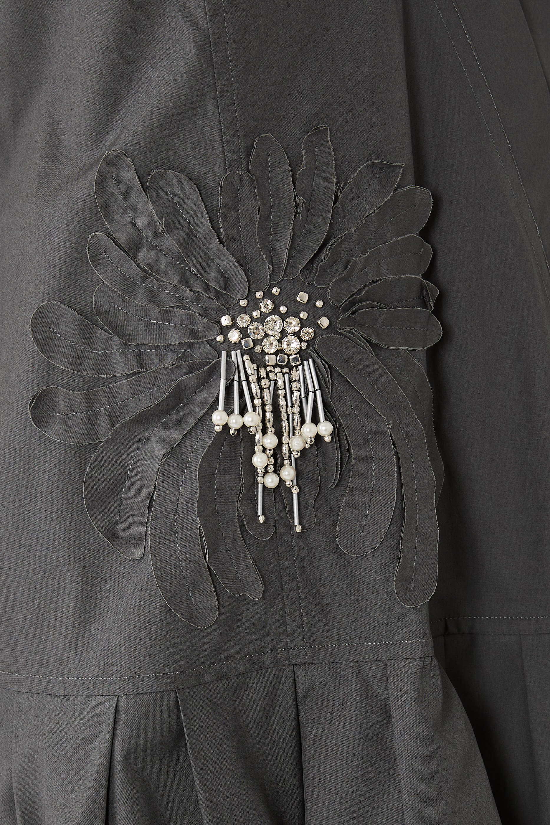 Draped Tank Dress With Floral Appliqu&eacute; 