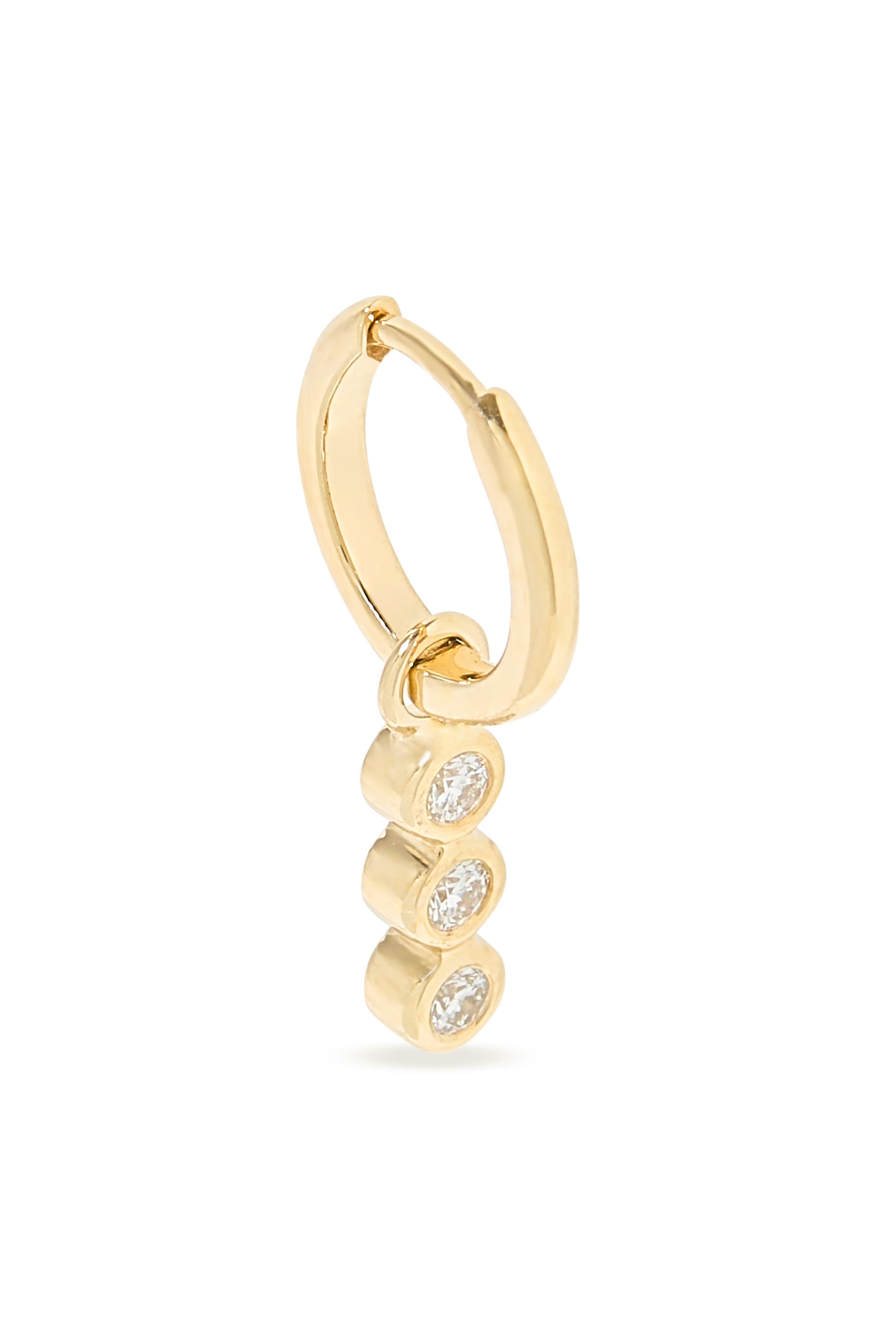Fine Charm Single Hoop Earring, 14k Recycled Yellow Gold & Diamonds