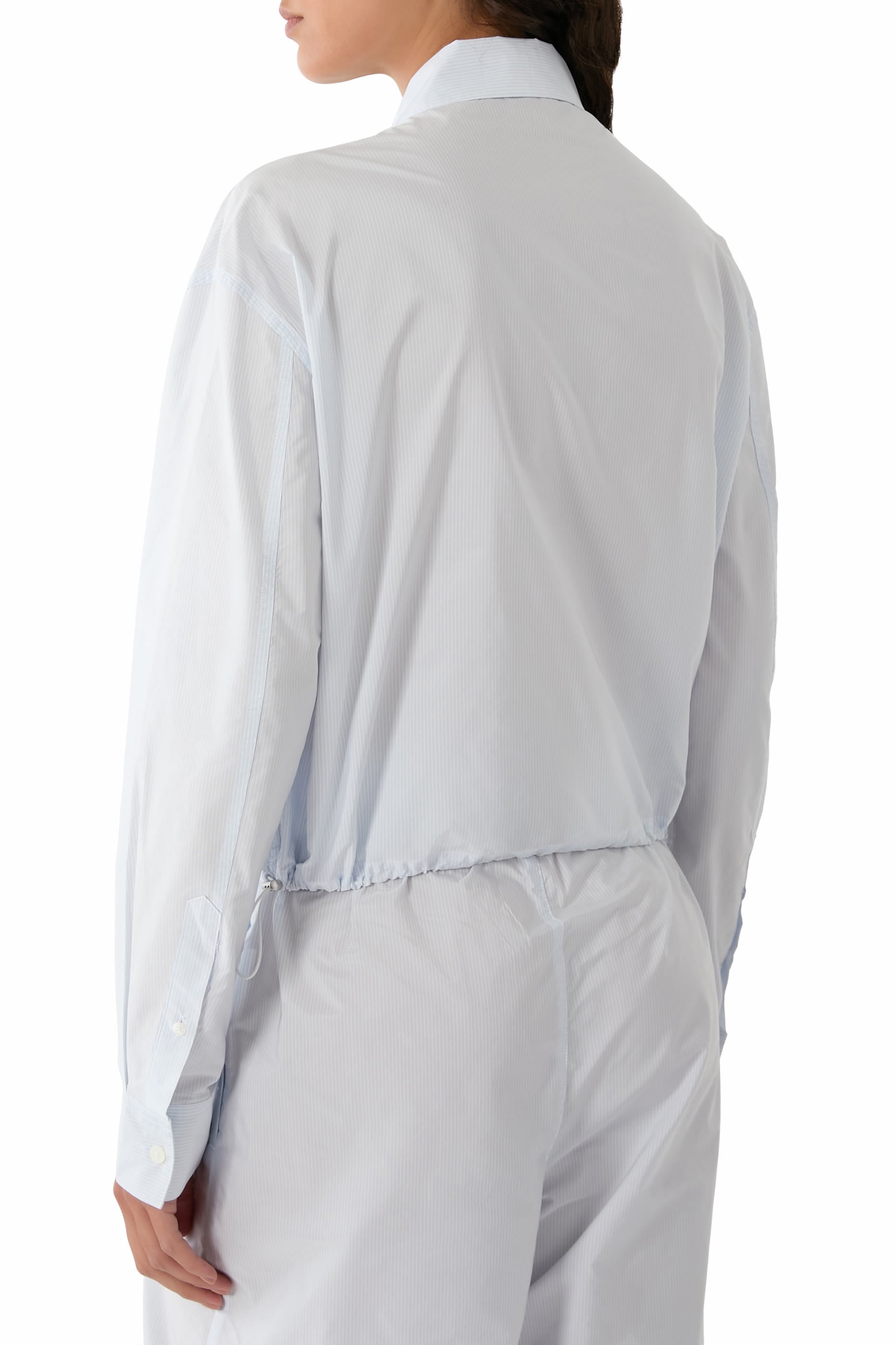 Cropped Shirt with Adjustable Drawcord Hem 