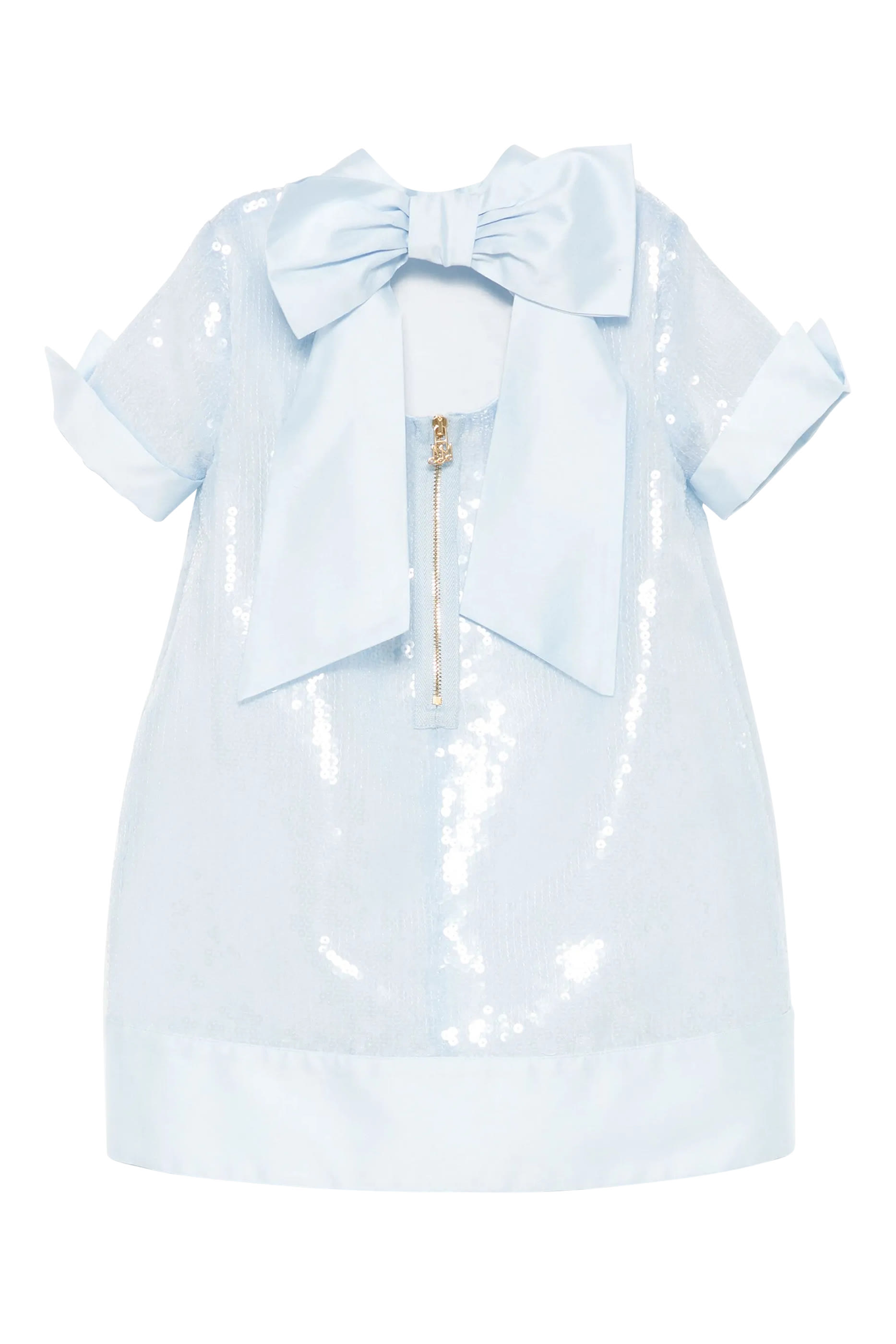 Kids Bow-Embellished Sequin Dress