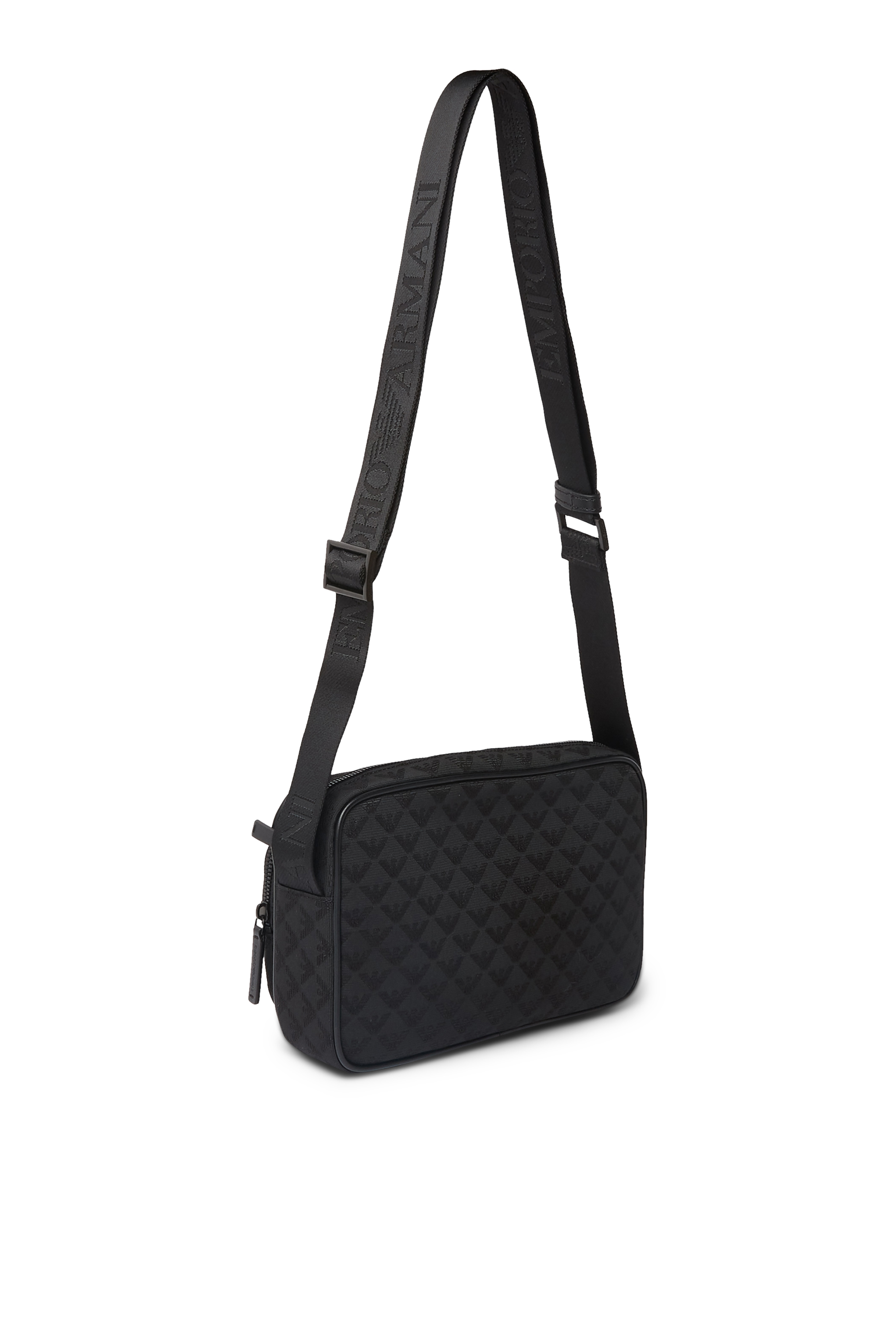 Nylon Shoulder Bag With All-Over Jacquard Eagle